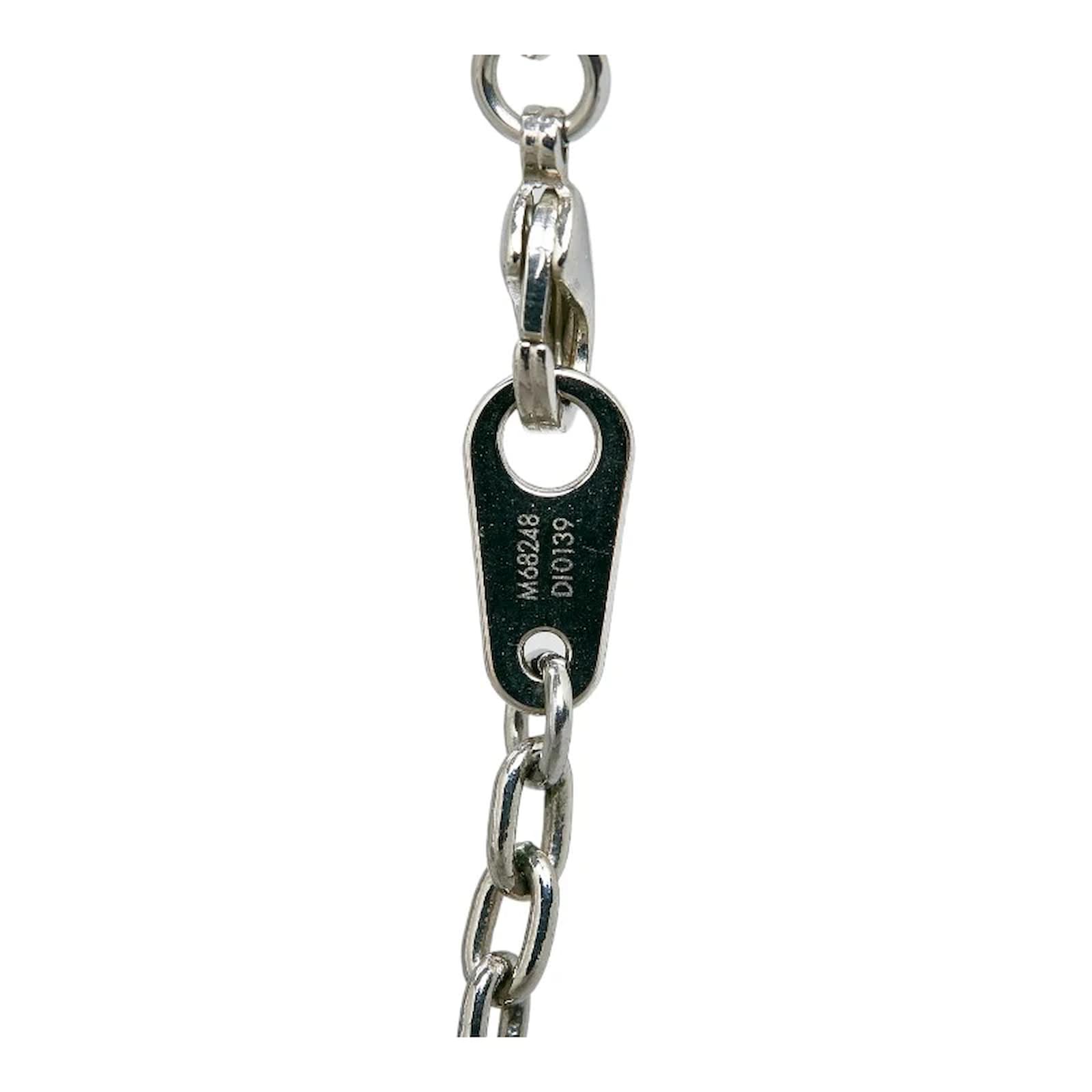 Louis Vuitton Necklace Pendant Chain Monogram Strass Silver Metal Men's  M68248