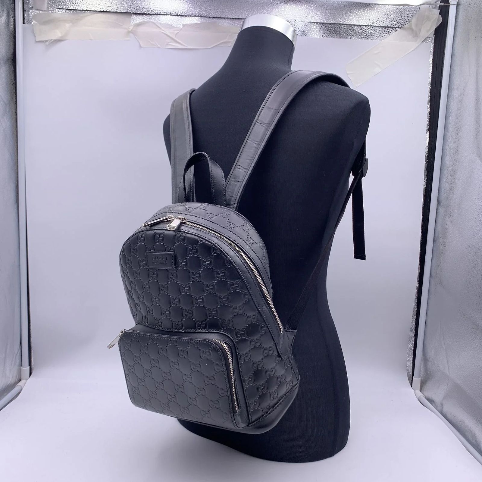 Gucci Black ssima Leather Small Backpack Shoulder Bag ref 