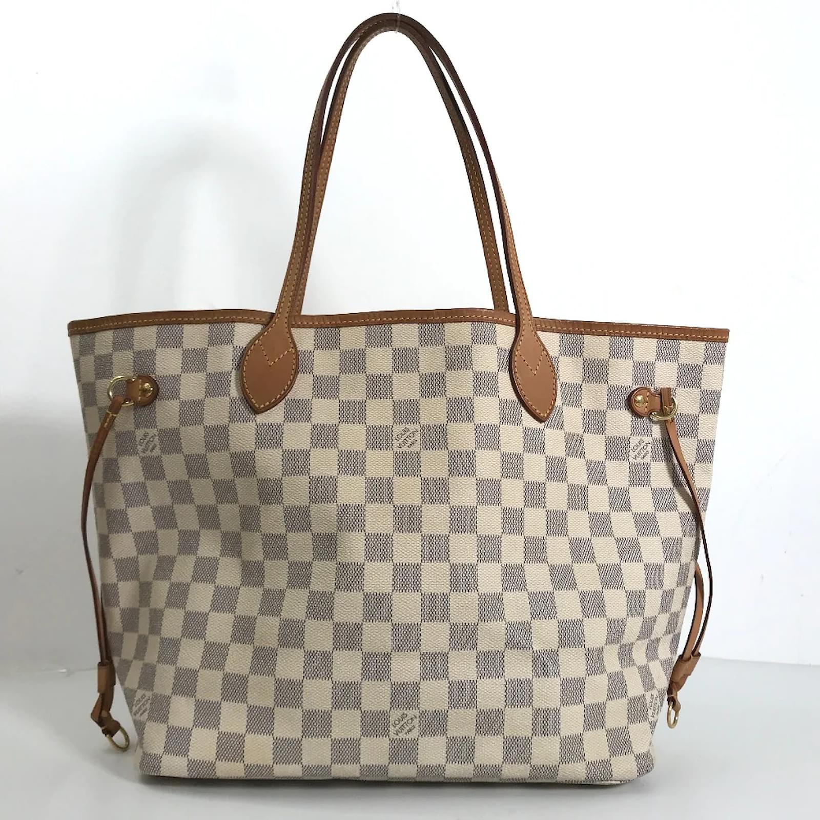 Louis Vuitton Damier Azur Neverfull PM Tote Bag white used from japan