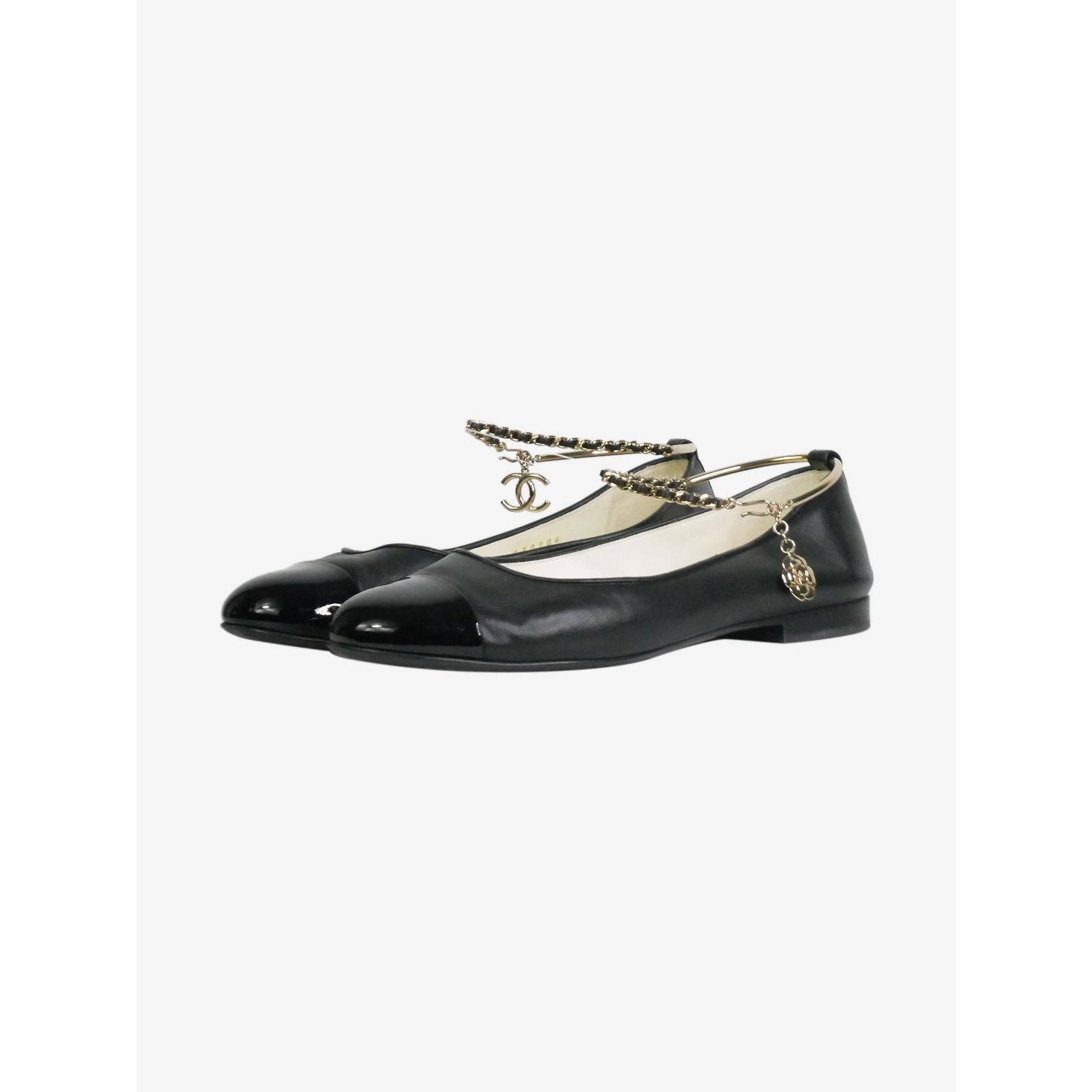 Chanel Black leather ballet flats - size EU 38 ref.994027 - Joli Closet