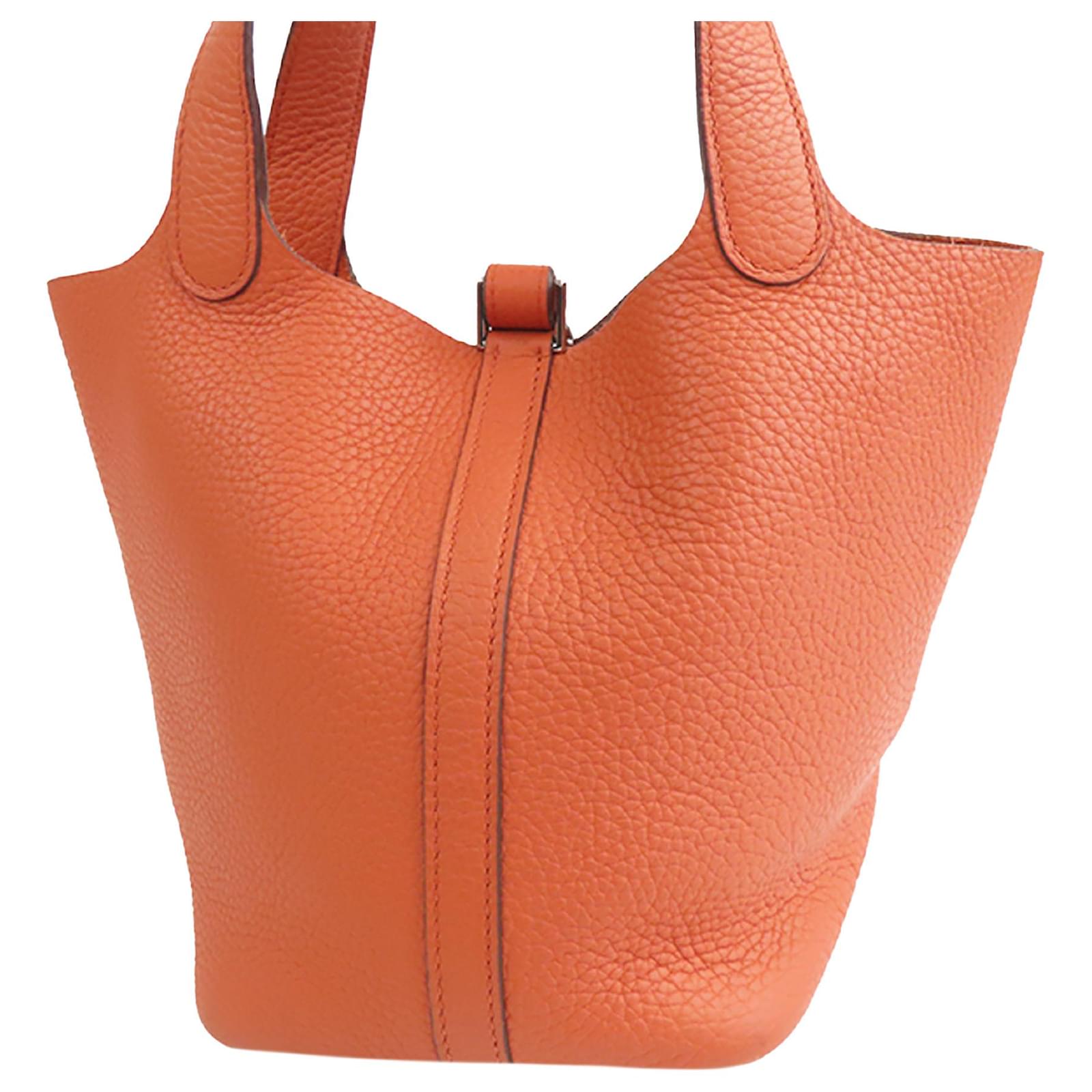 Hermes Picotin Lock 18 Bag In Orange Clemence Leather 