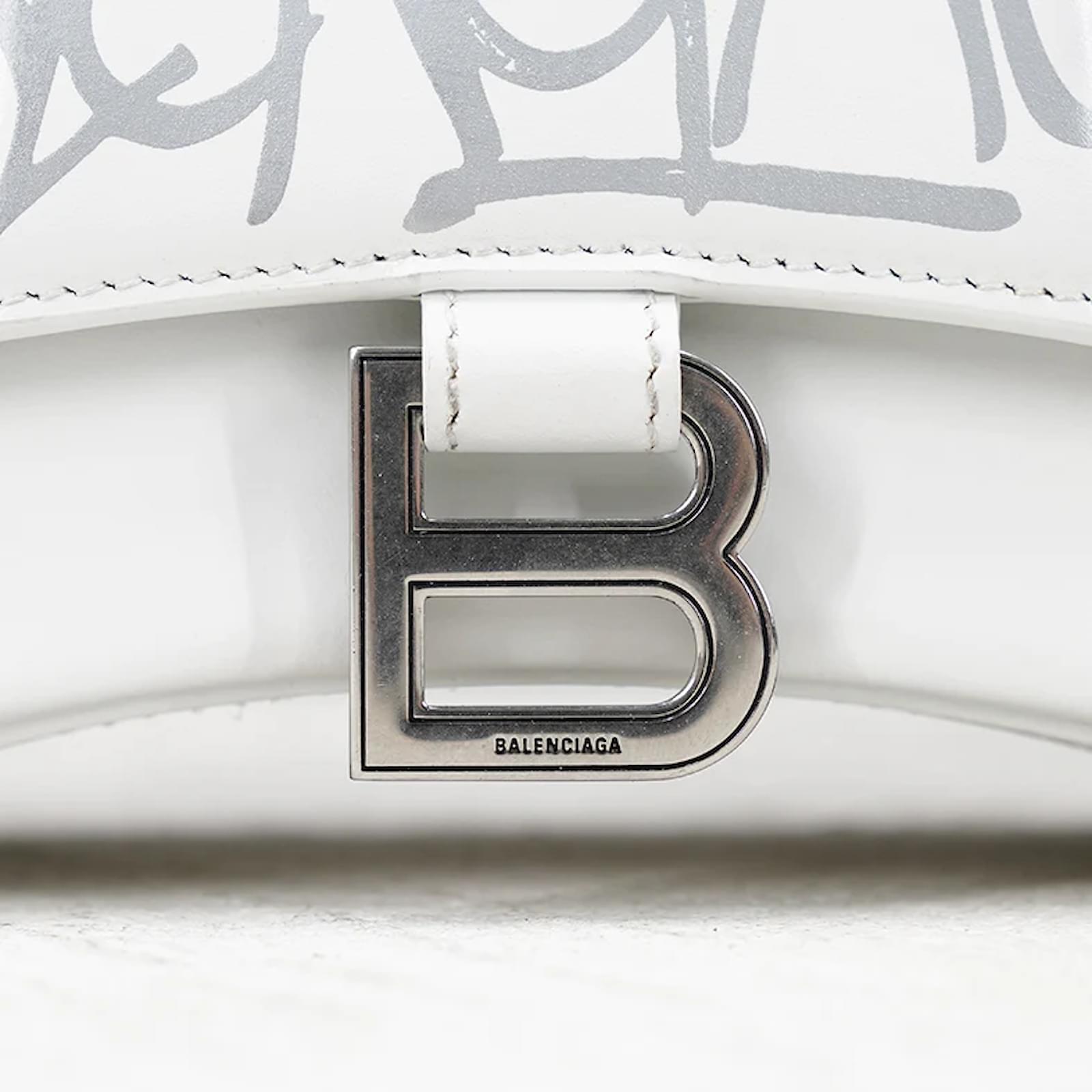 Balenciaga Leather Graffiti Hourglass XS Handbag 592833 White Pony-style  calfskin ref.994378 - Joli Closet