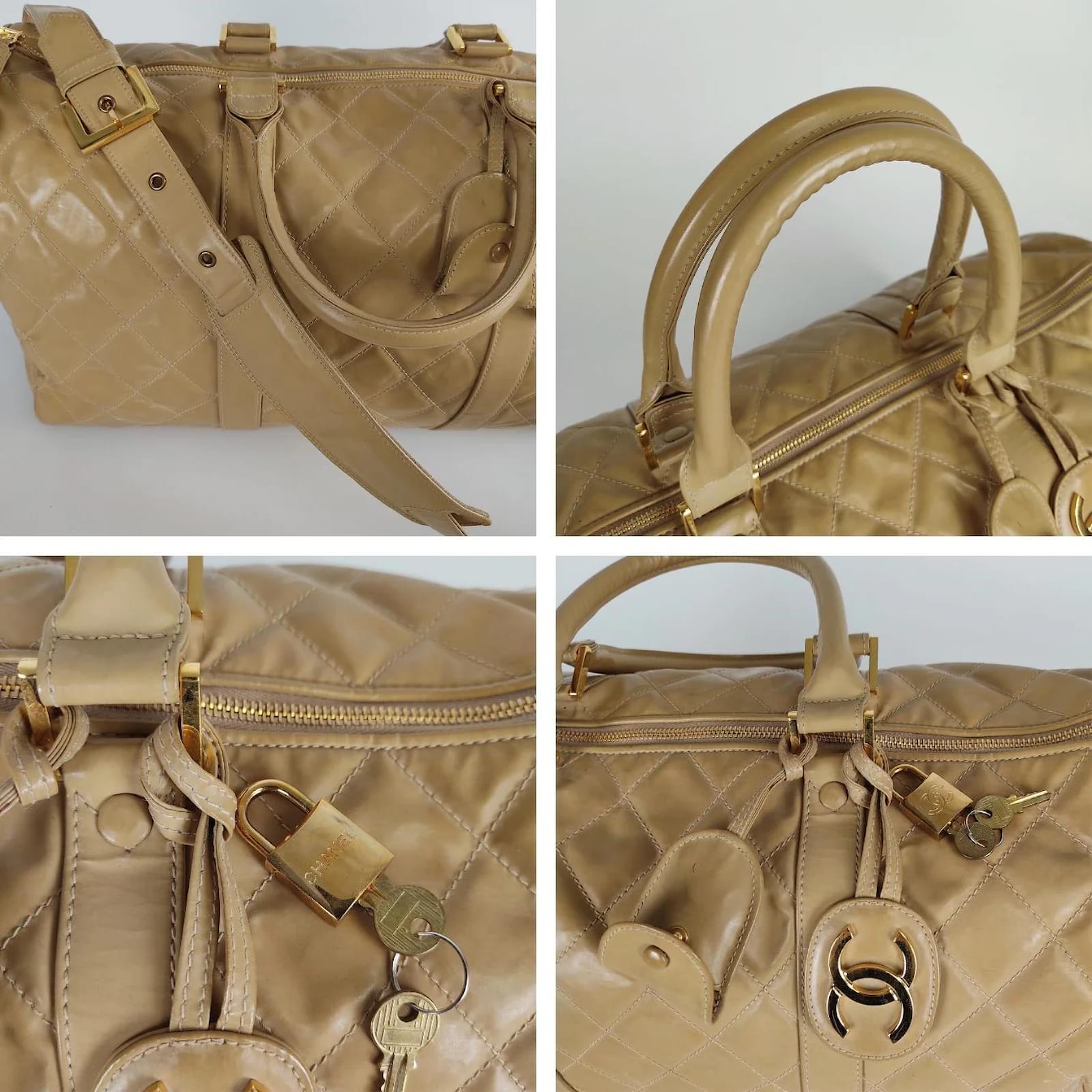 Chanel Chanel quilted travel bag in beige patent leather ref.995721 - Joli  Closet
