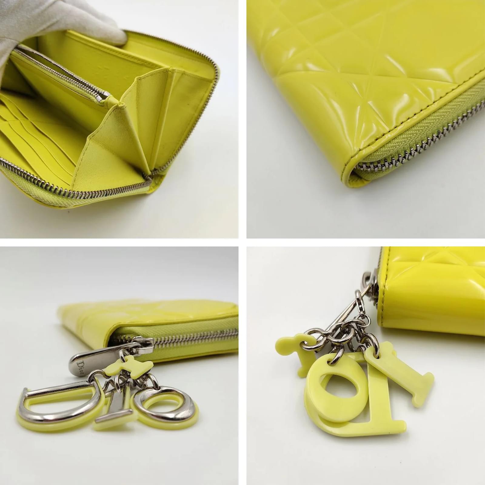 Dior Christian Dior Lady Dior wallet in yellow patent leather ref.995743 -  Joli Closet