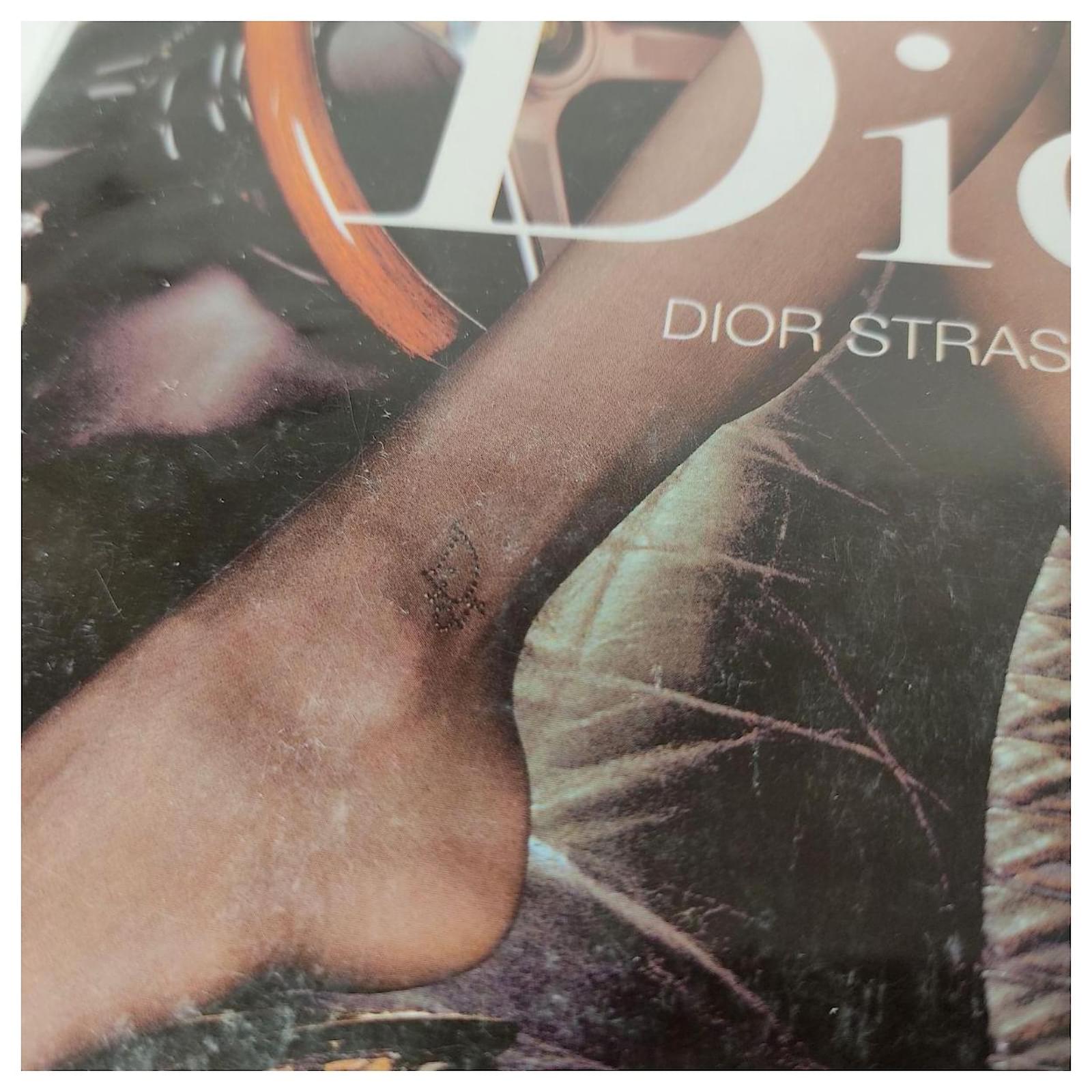 Dior Dior nude nylon tights with rhinestones (size 1) Beige Cloth