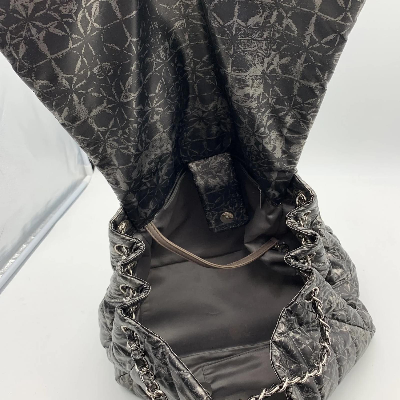 Chanel Shoulder Bag Rock in Moscow Accordion Flap Bag Grey Nylon