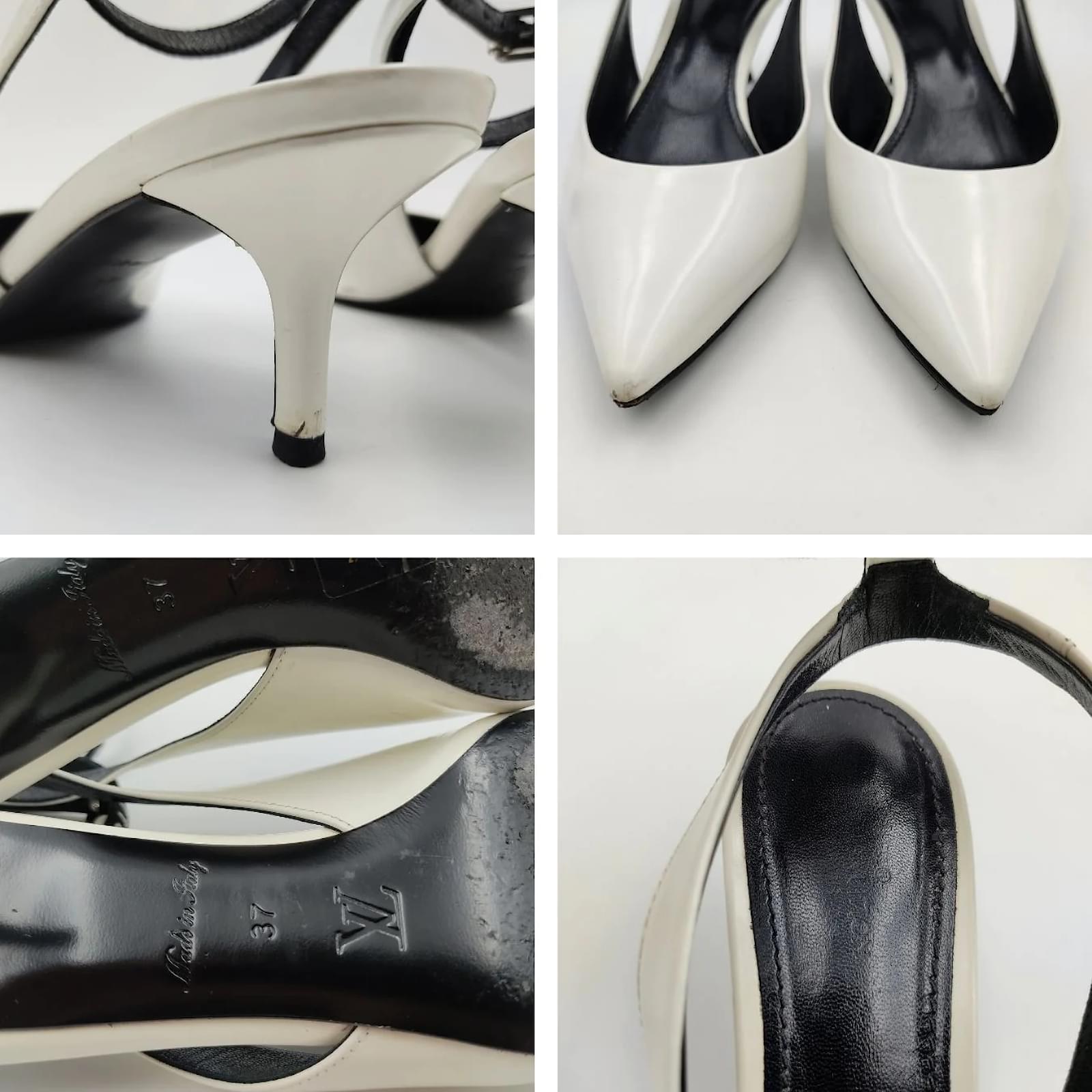 Louis Vuitton Zapatos de salón de mujer Louis Vuitton en piel blanca (UE37)  Blanco Cuero ref.996131 - Joli Closet