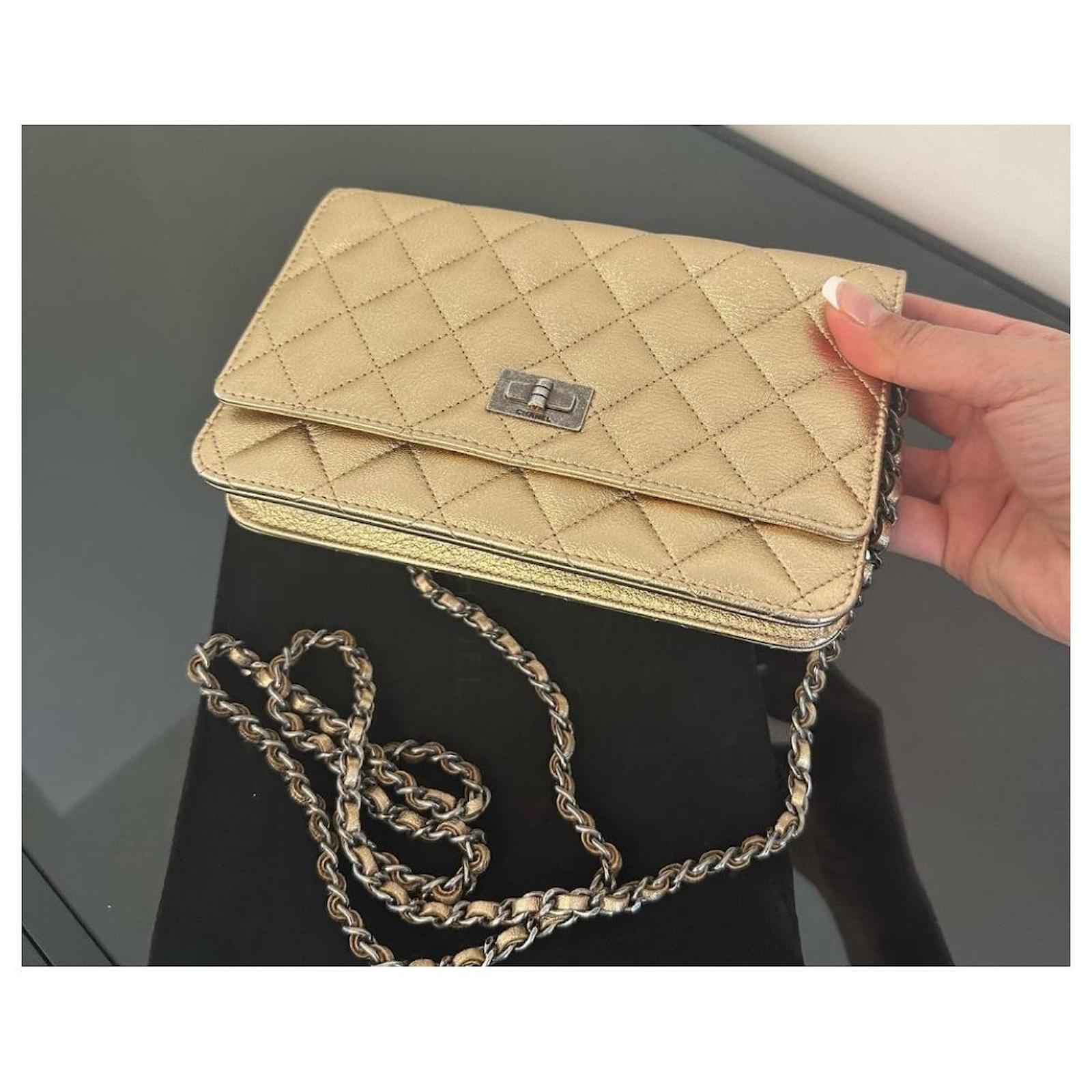 Chanel Gold metallic Quilted calf leather reissue 2.55 WOC wallet on chain  Golden Gold hardware ref.996661 - Joli Closet