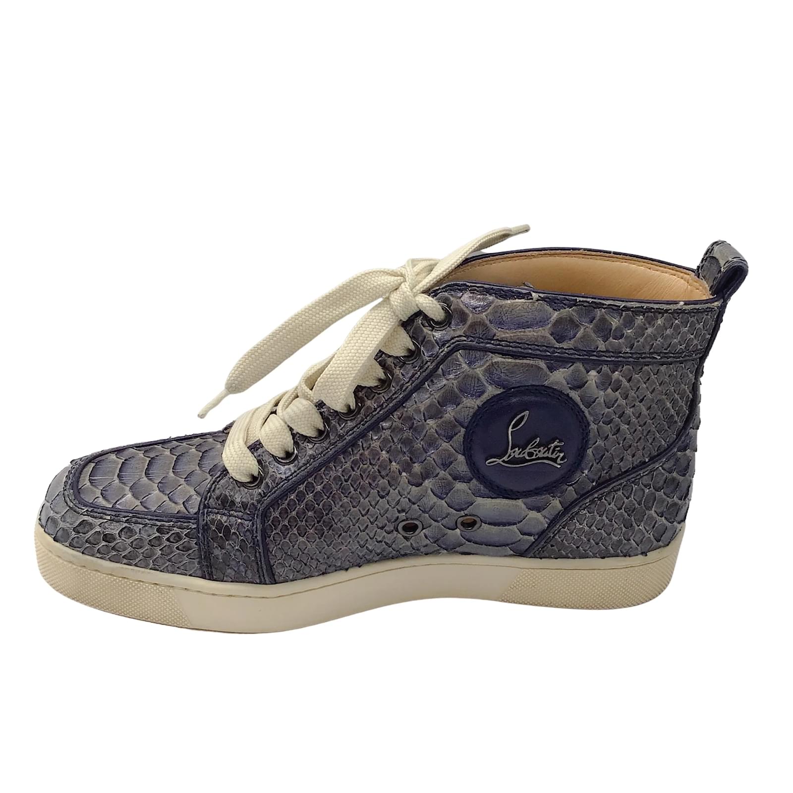 Christian Louboutin Blue Python Skin Leather High-Top Sneakers Exotic  leather ref.997340 - Joli Closet