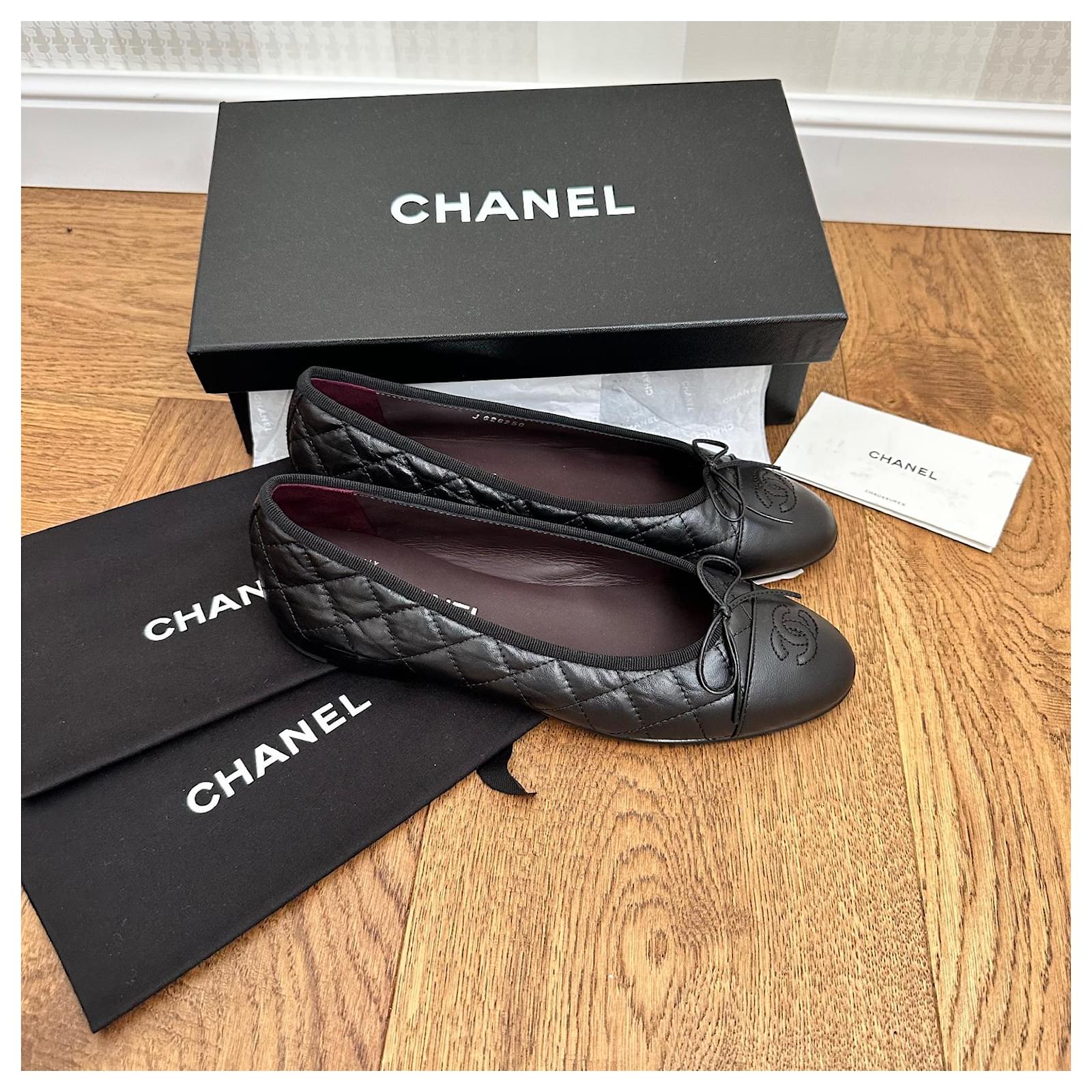 Cambon Chanel Ballerinas classic Black Leather ref.997580 - Joli Closet
