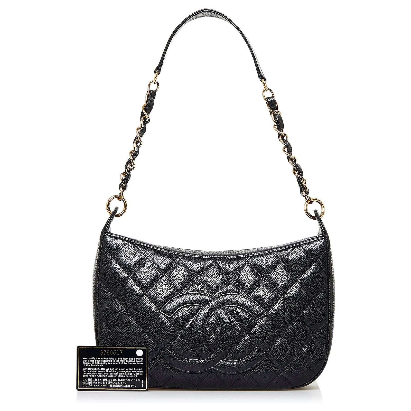 chanel caviar quilted timeless cc shoulder bag black