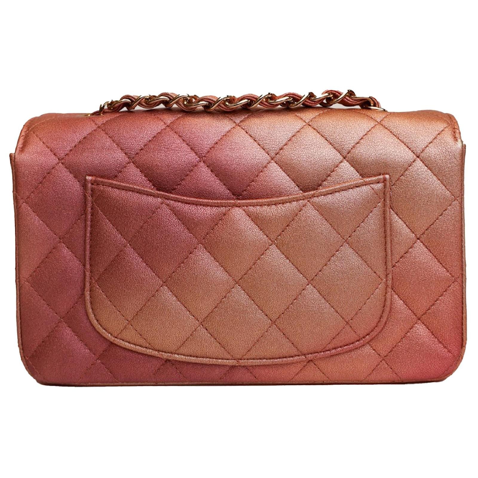 Chanel Pink Mini Classic Lambskin Rectangular Single Flap Leather