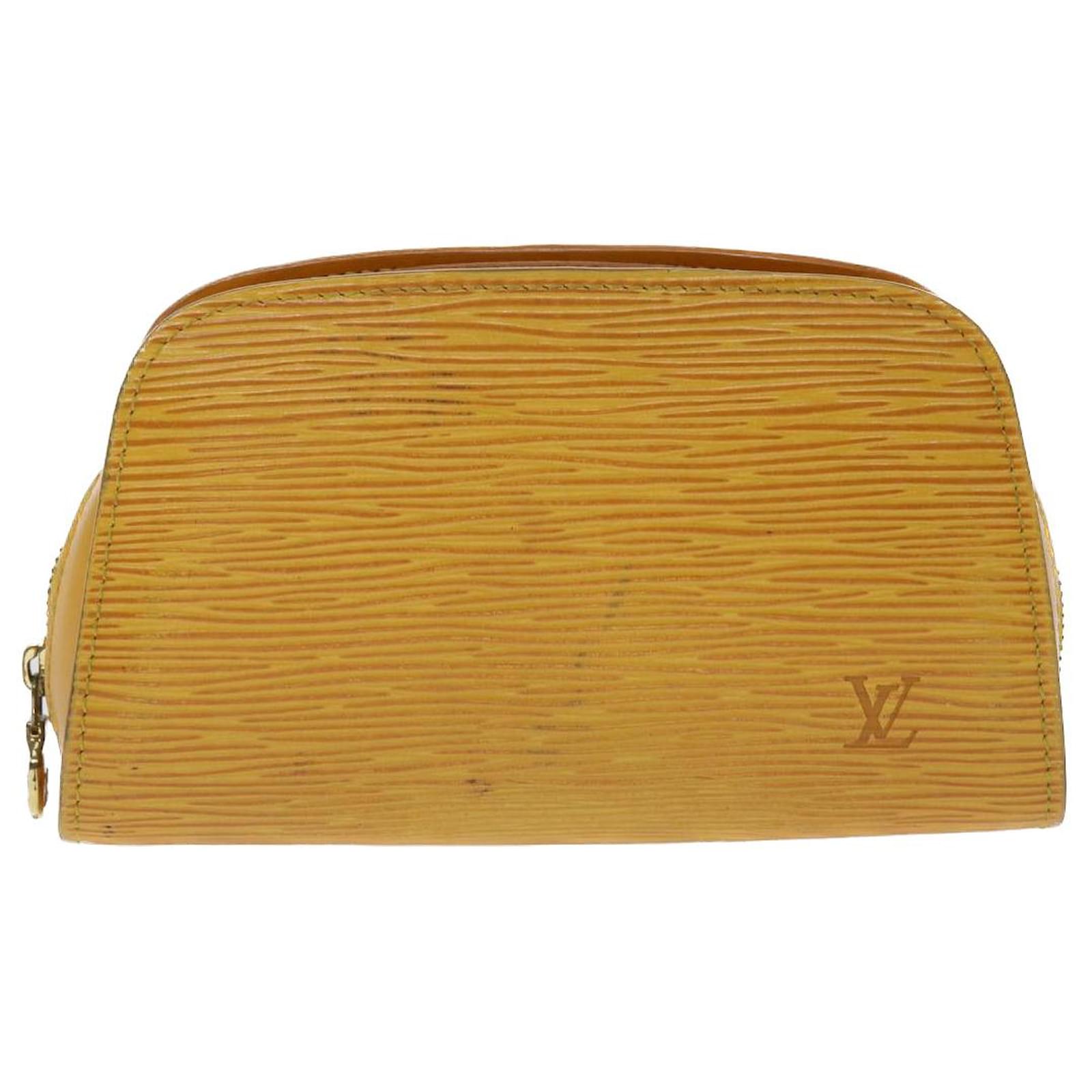 LOUIS VUITTON Epi Dauphine Leather Cosmetics Pouch Makeup Bag in Yellow  M48449