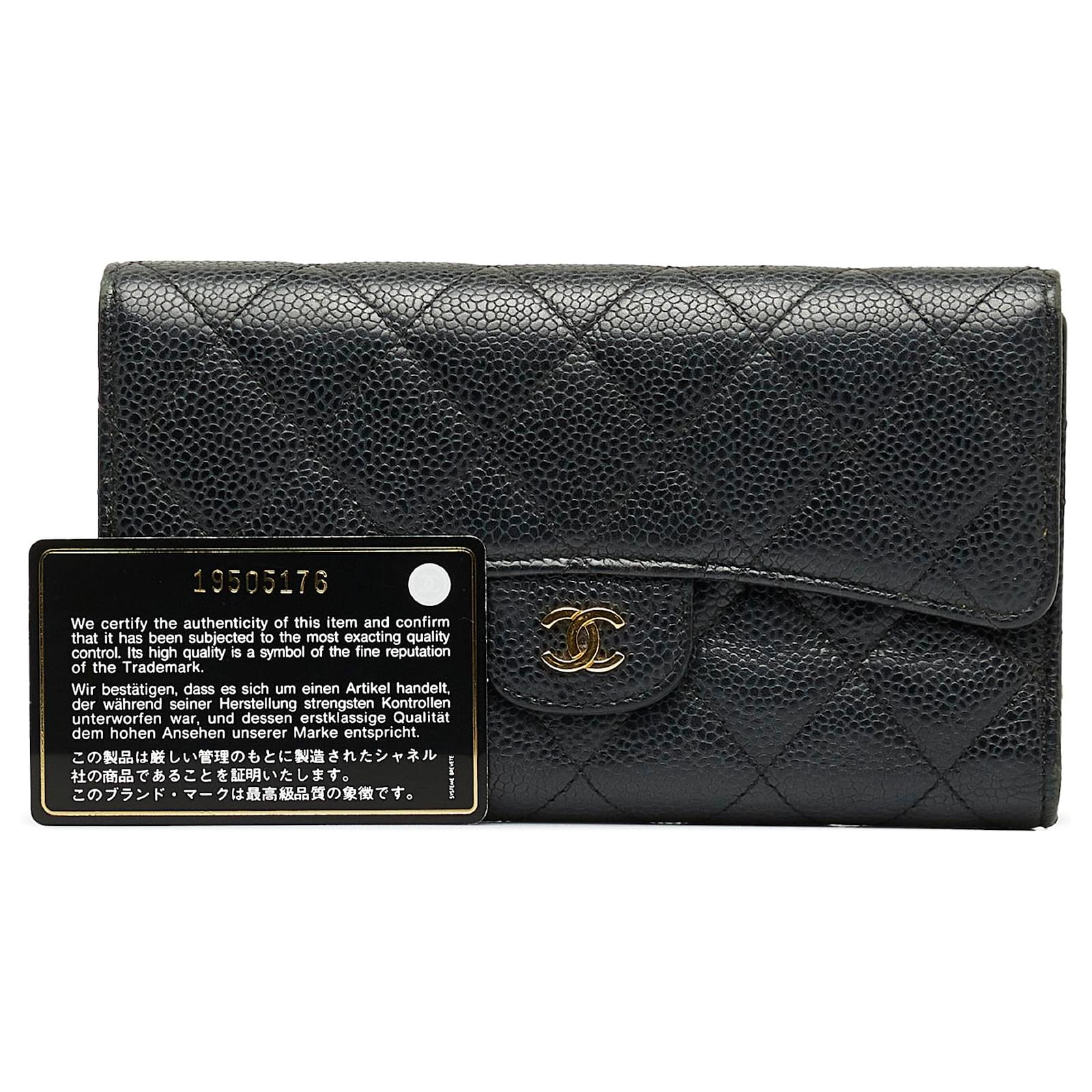 CHANEL, Bags, Chanel Black Cc Caviar Long Wallet