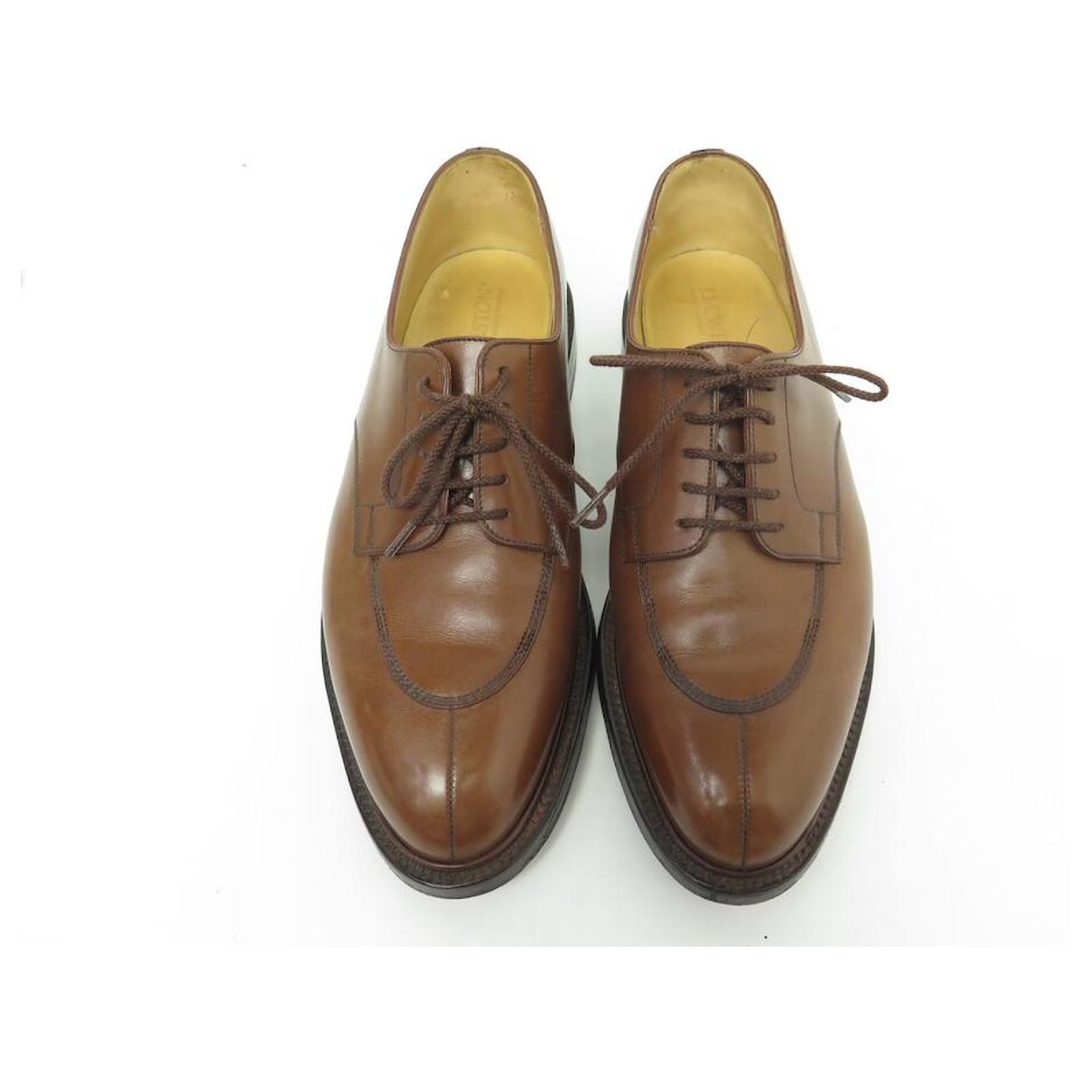 JM WESTON SHOES 598 DERBY HALF HUNTING 8D 42 BROWN LEATHER SHOES