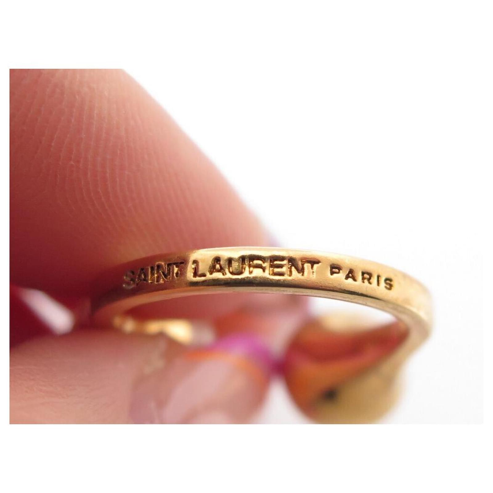 NEW SAINT LAURENT PEARL AND BALL CASSANDRE T RING7 54 BRASS