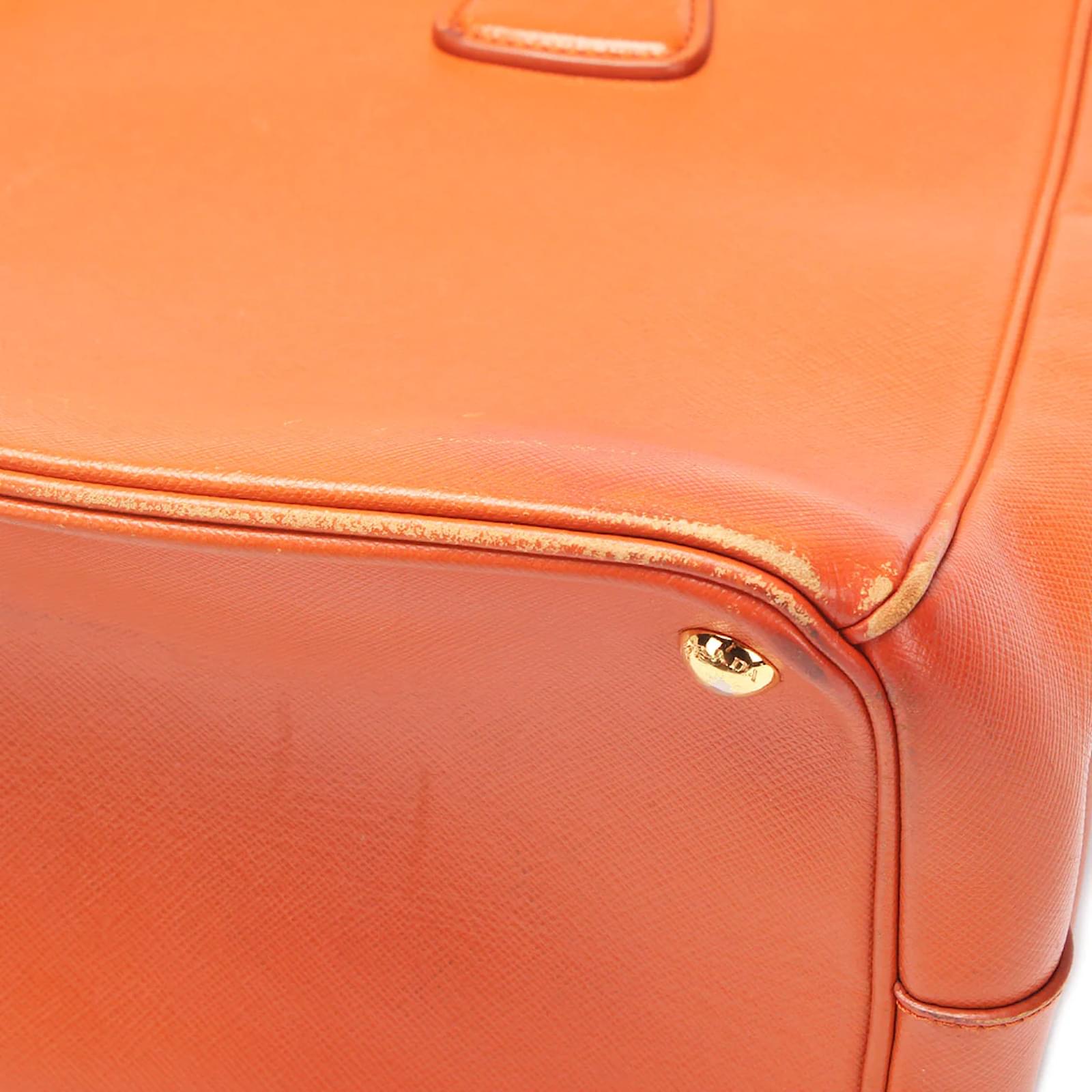 Prada Saffiano Lux Leather Parabole Tote Orange Pony-style