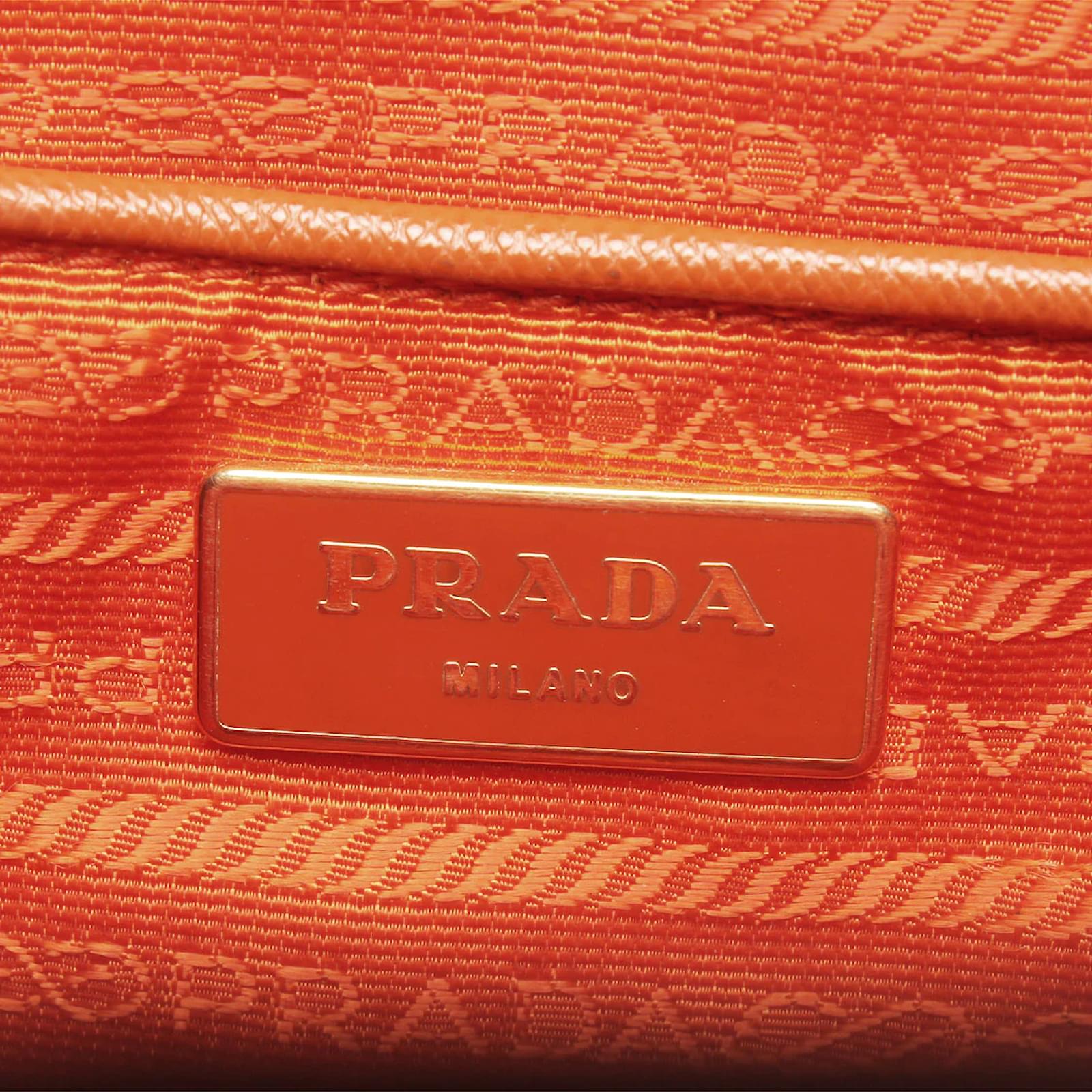 Prada Saffiano Lux Leather Parabole Tote Orange Pony-style
