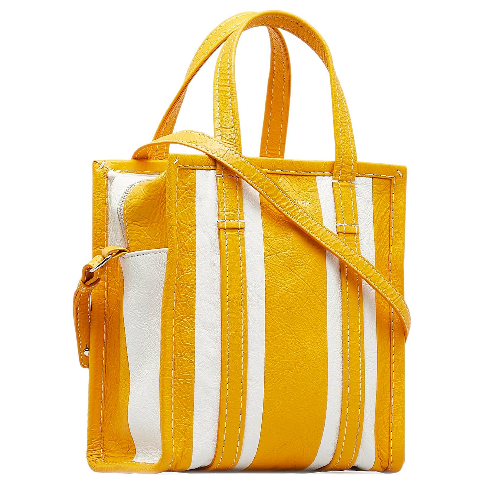 Balenciaga Yellow XS Bazar Shopper White Leather ref.1009550 