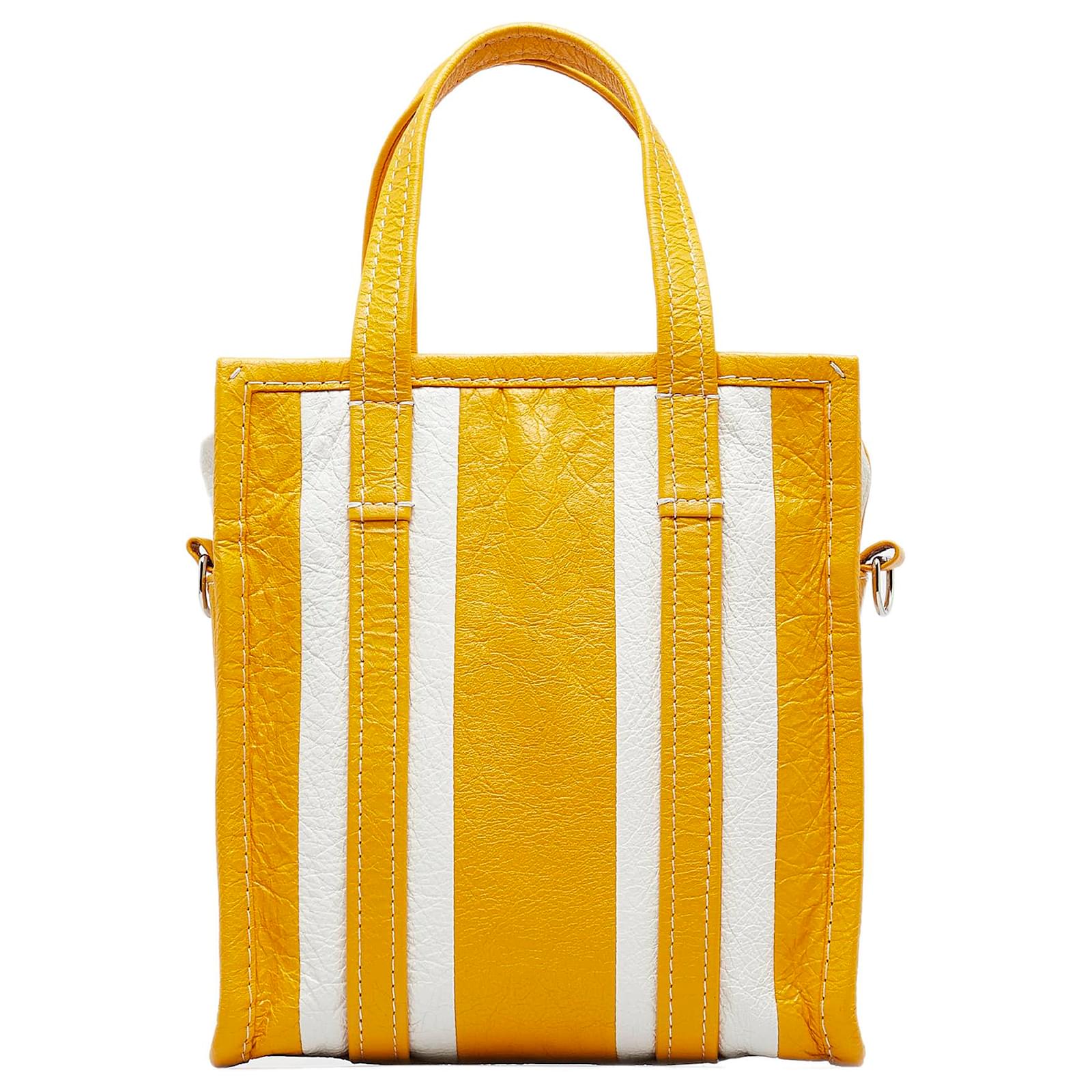 Balenciaga Yellow XS Bazar Shopper White Leather ref.1009550