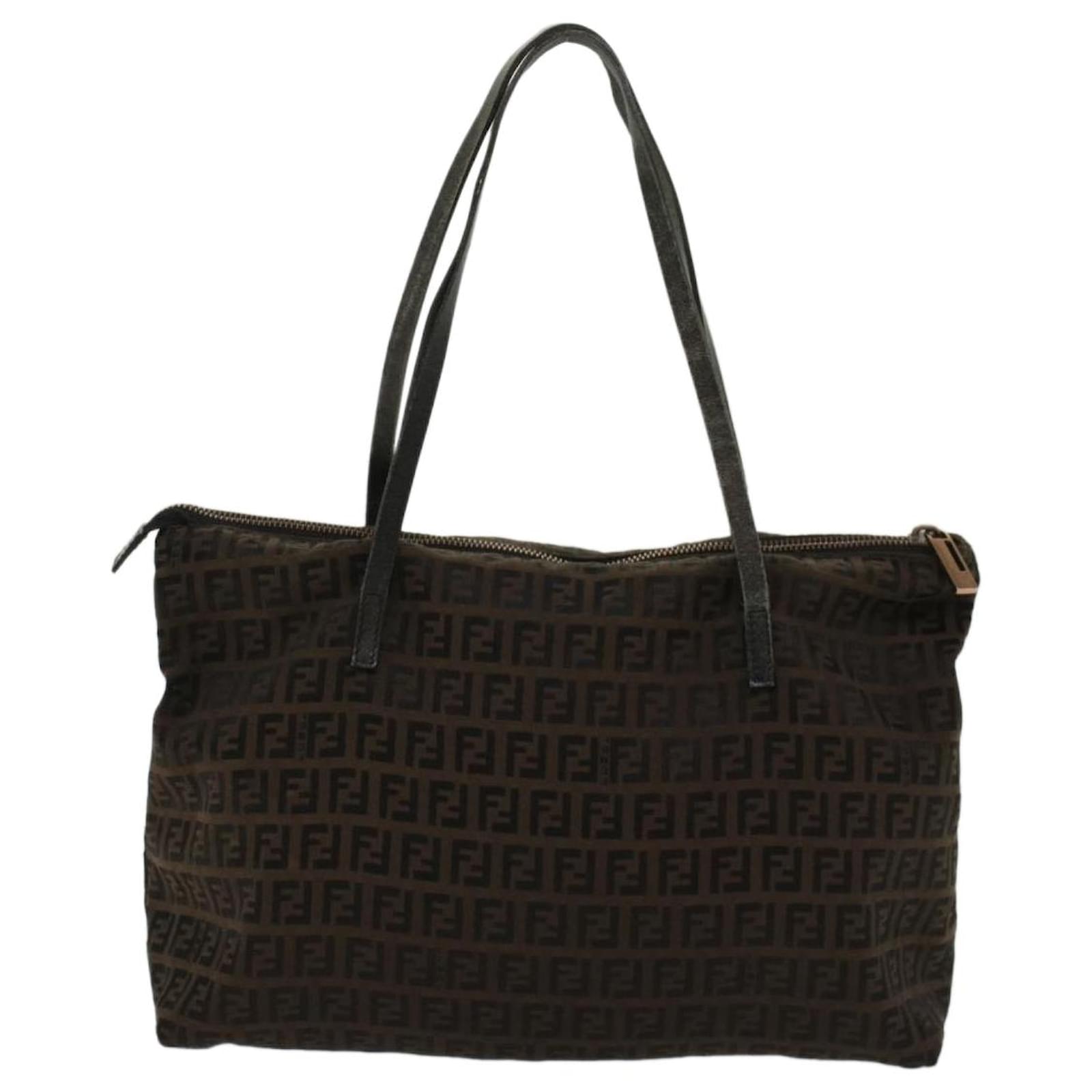 Fendi Nylon Tote Bag in Black / Brown