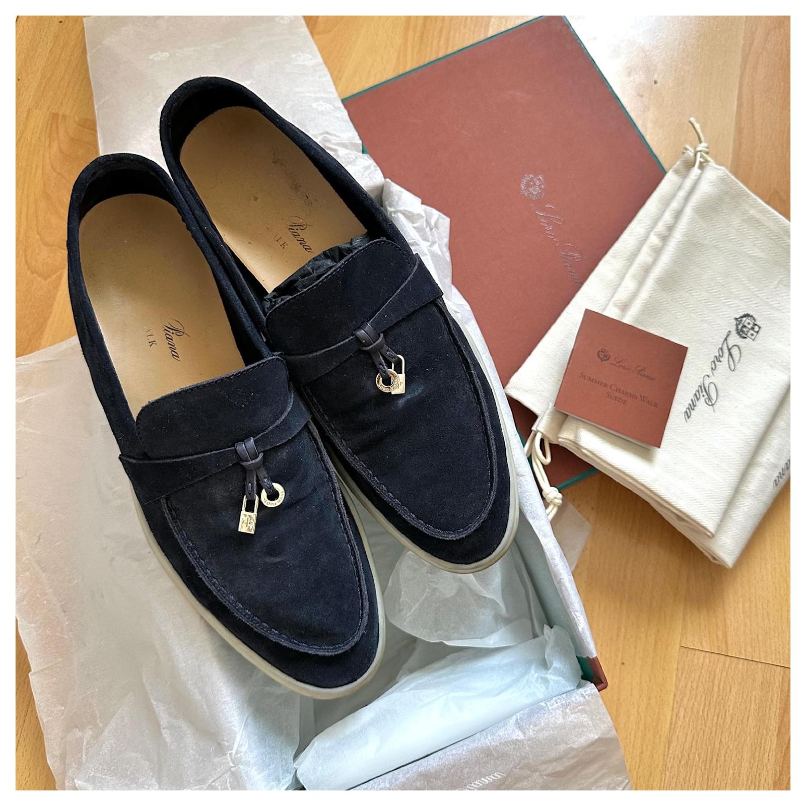Loro Piana Suede moccassins Navy blue ref.1010385 - Joli Closet