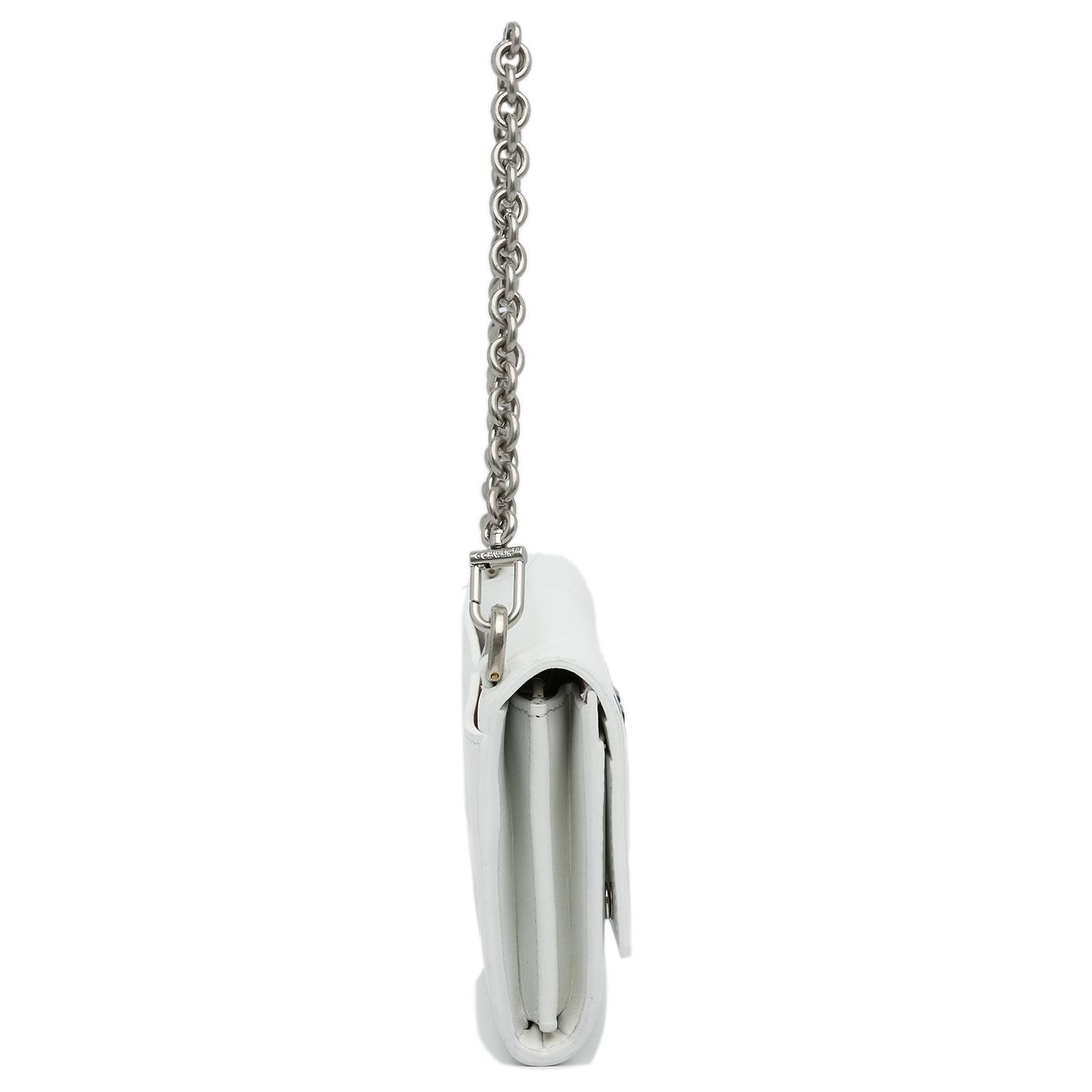 Portefeuille Intérieur Off-White Jitney Avec Chaîne En Argent - Cuir - Taille Small