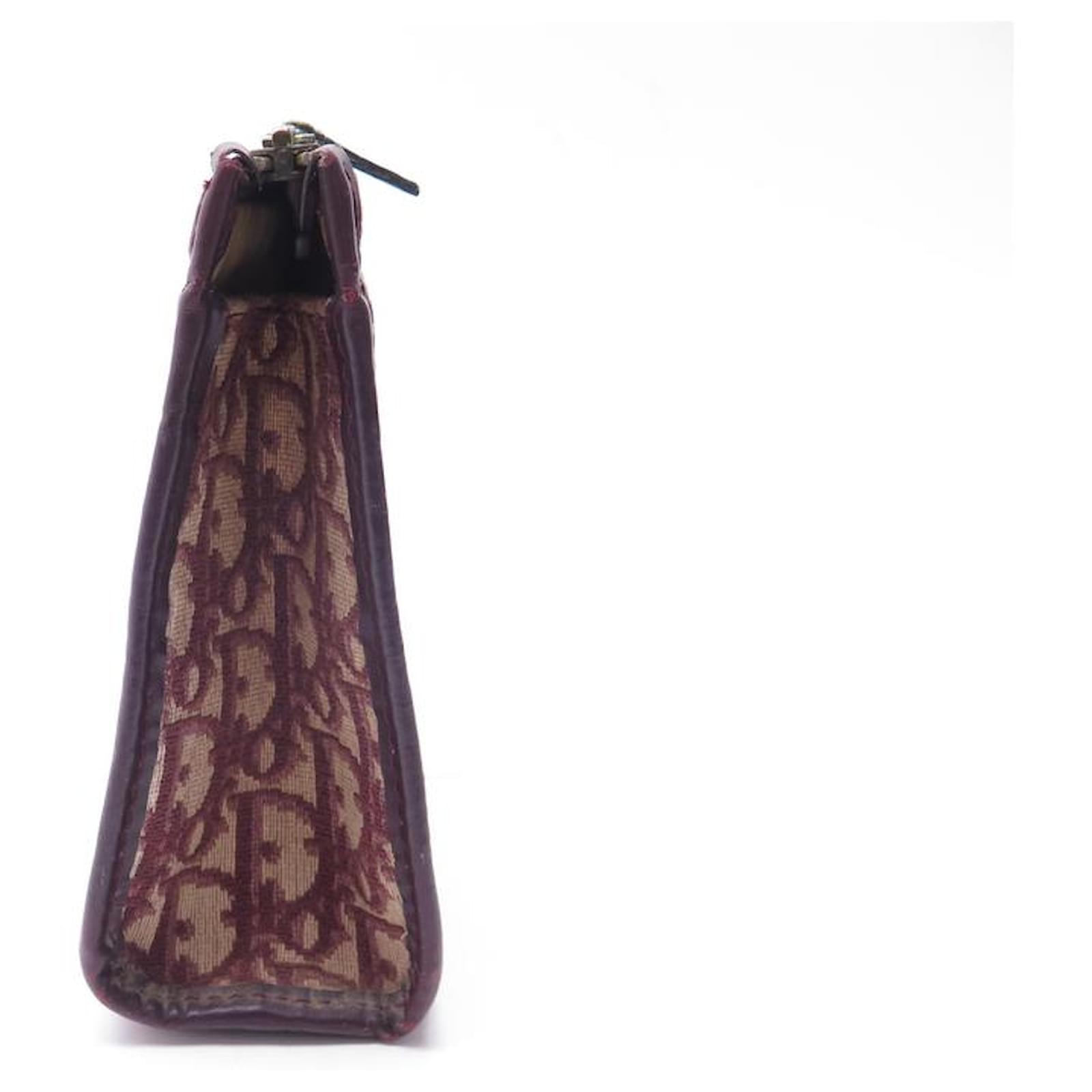 VINTAGE POCHETTE CHRISTIAN DIOR TOILETRY BAG OBLIQUE BAG POUCH Red Cloth  ref.862025 - Joli Closet