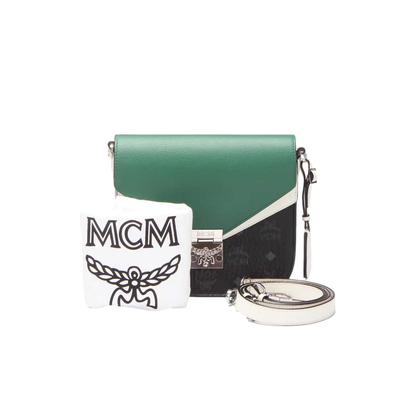 MCM Black/Green Patricia Visetos Leather Block Mini Crossbody Bag