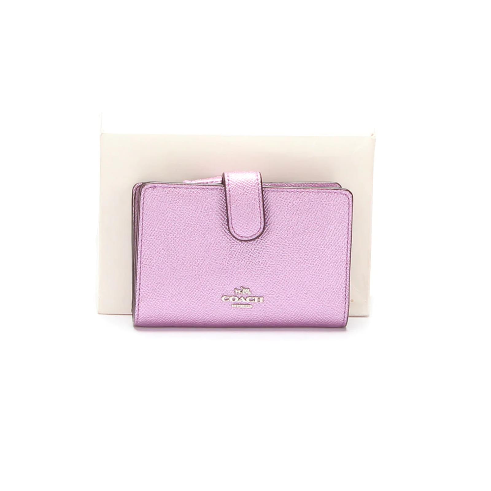 Coach Leather Medium Corner Zip Wallet Pink Pony-style calfskin ref.1010744  - Joli Closet