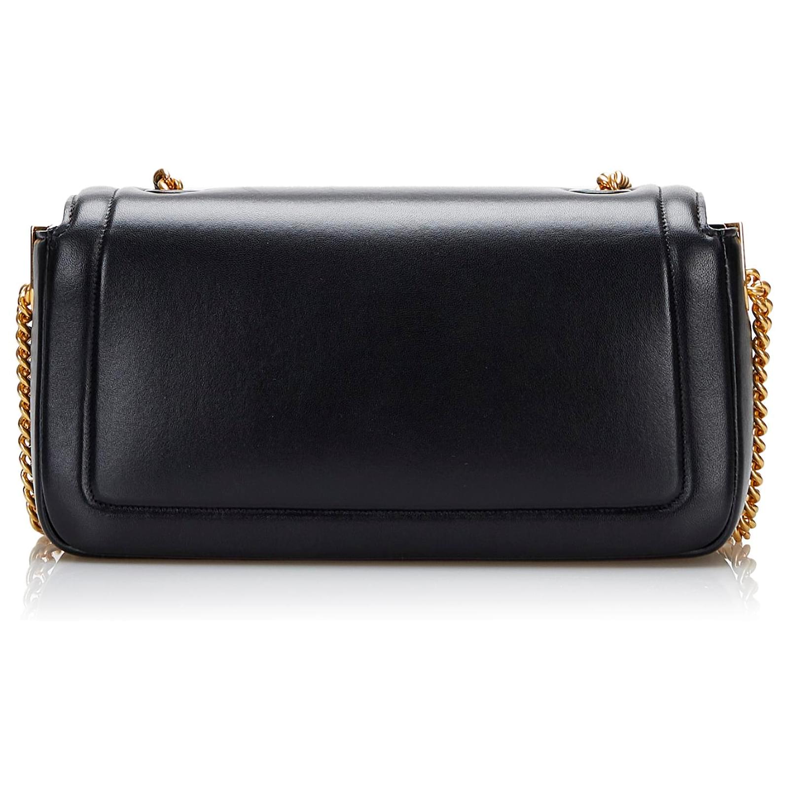 Fendi Black Baguette Chain Bag Leather Pony-style calfskin