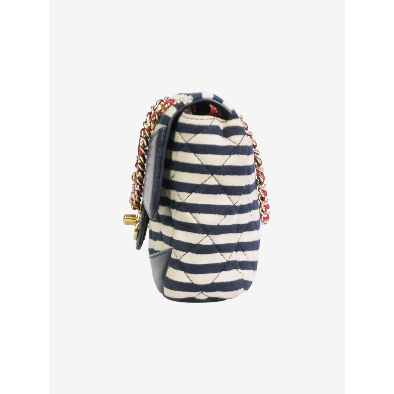 Blue 2014 striped mini rectangle Classic single flap shoulder bag