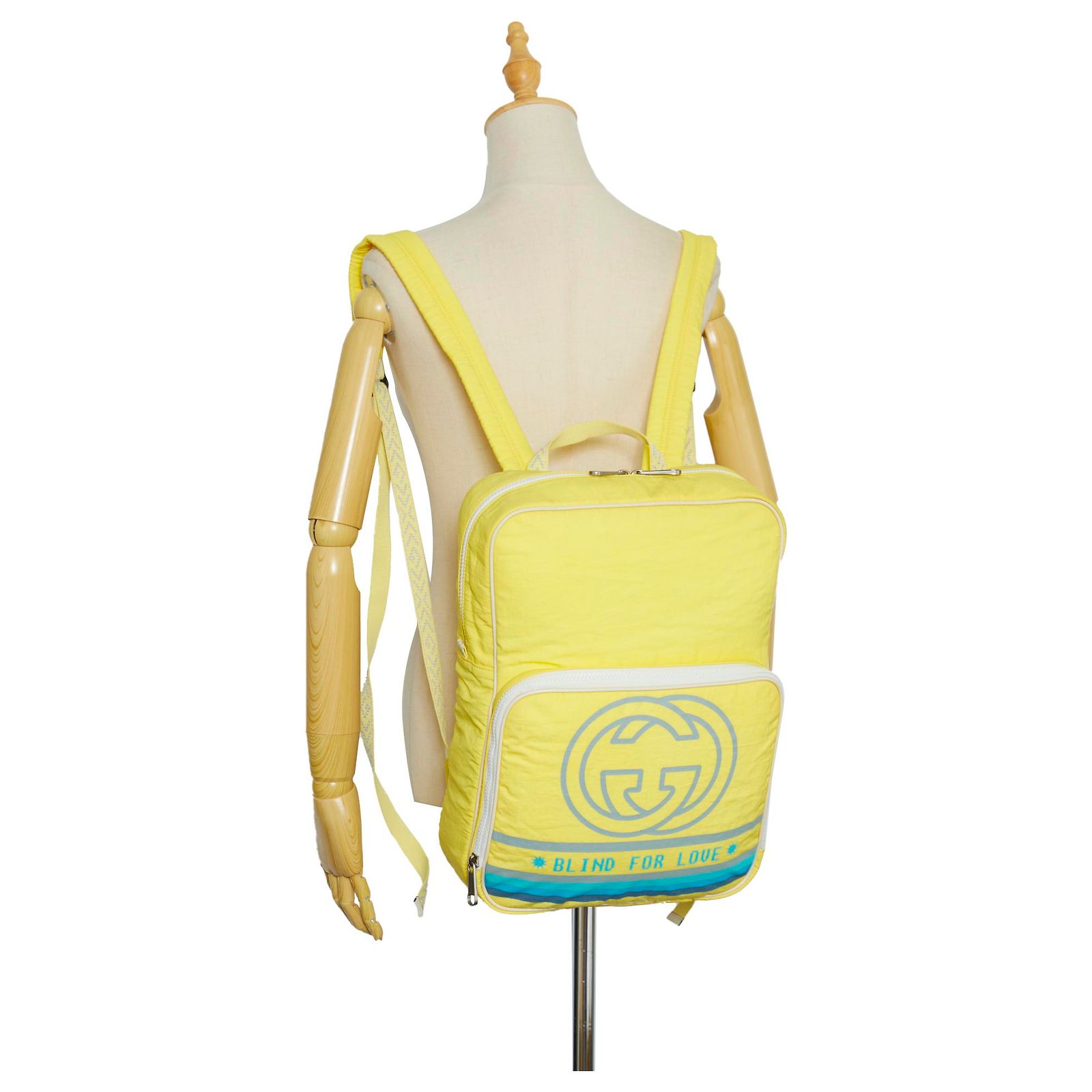 Gucci Yellow Nylon Blind For Love Backpack Bag Blind for Love Interlocking GG Logo Yellow Backpack | Purse main image 4
