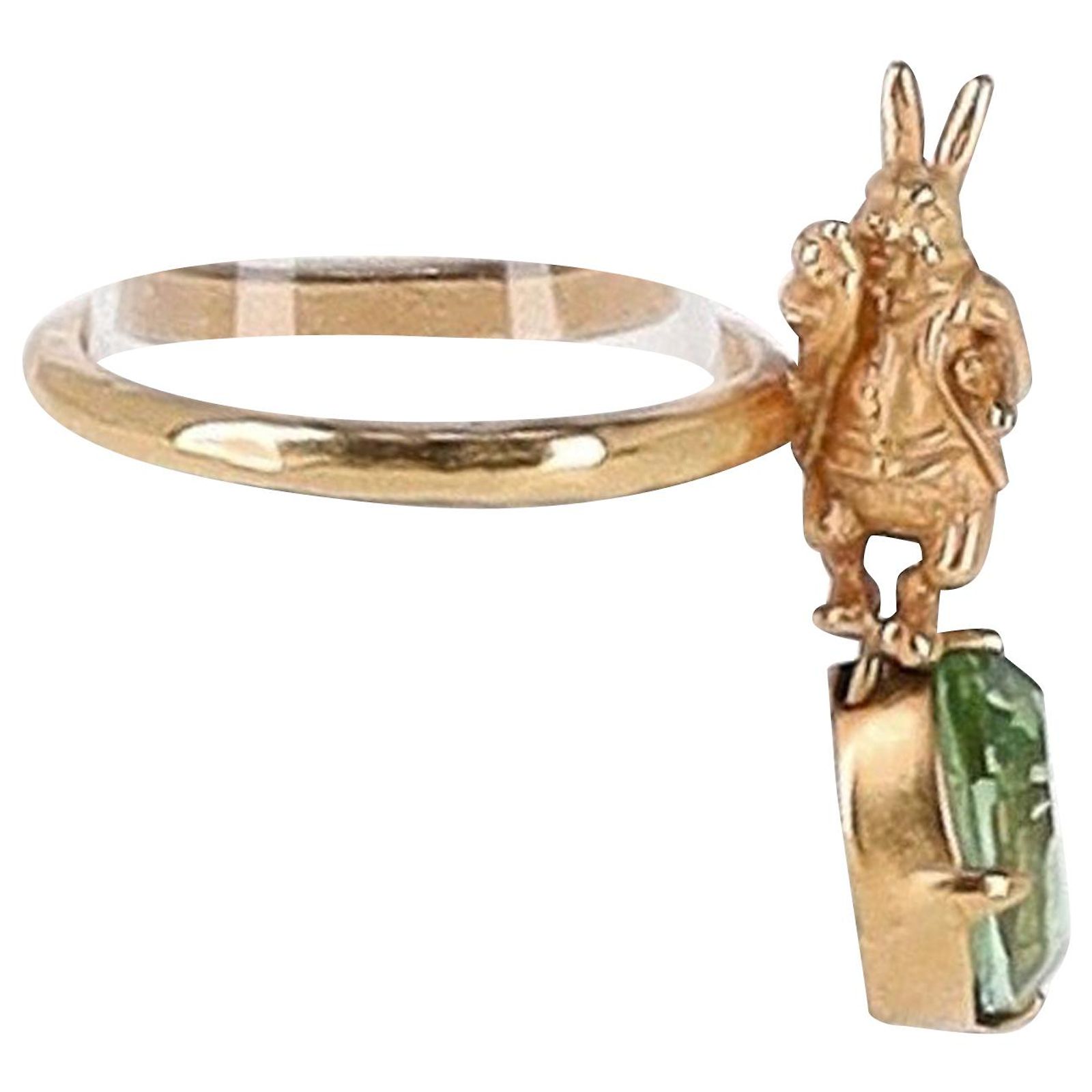 Dior Dream Rabbit Crystal Ring in Gold Metal (Sold) - Joli Closet