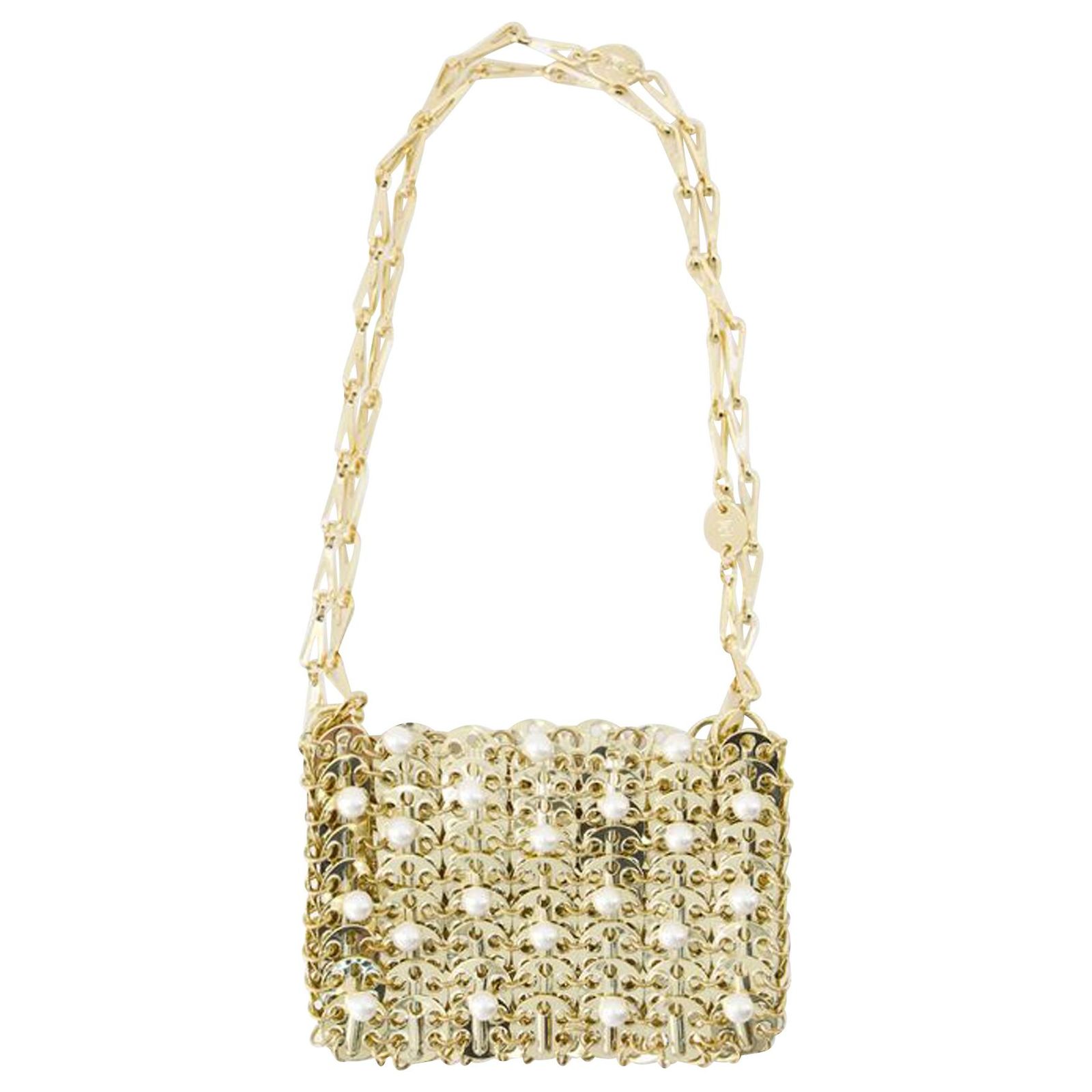 Mini Sac Bandoulière Métal Et Strass Style Paco Rabanne - Argenté - 12x17 Cm - Neuf Sans étiquette