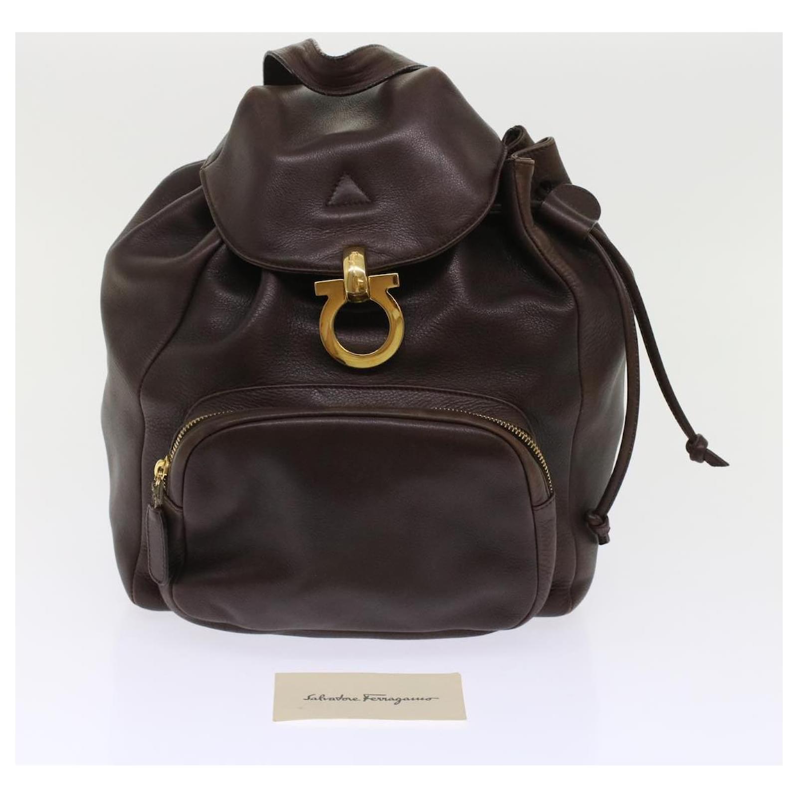 Ferragamo leather outlet backpack