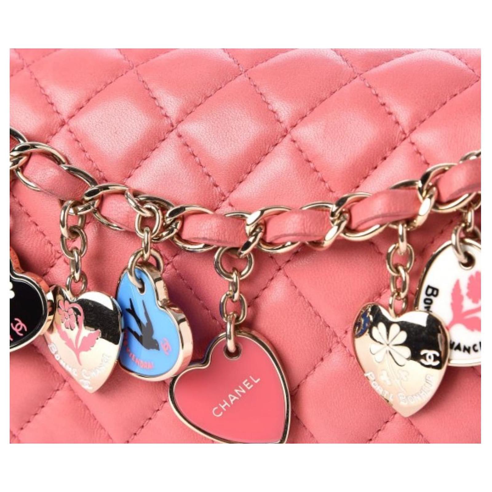Chanel pink coral medium timeless classic limited edition quilted lambskin  leather valentines heart charms flap bag with light Champaign gold hardware  ref.1016103 - Joli Closet