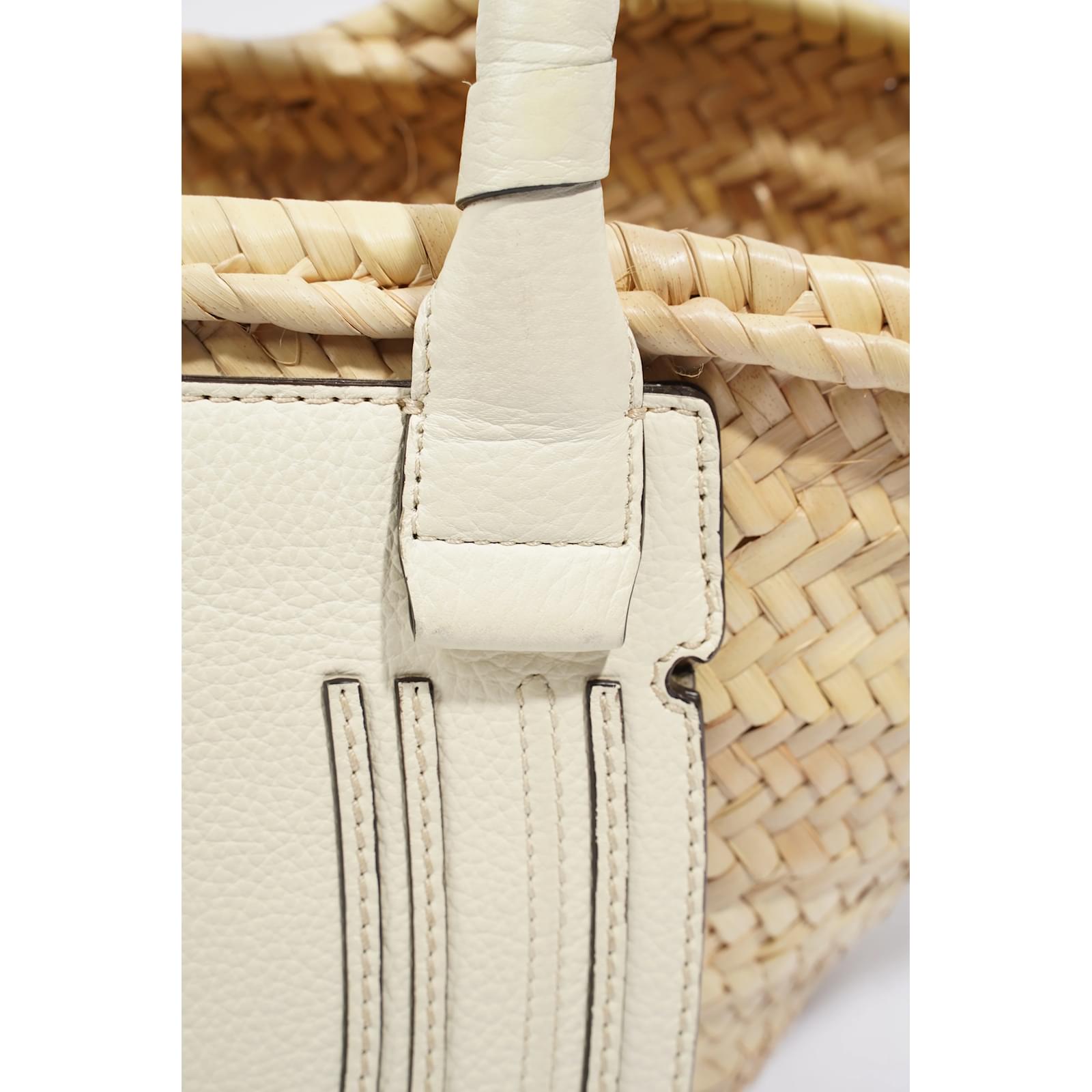 Chloé Chloe Marcie Basket Raffia White Medium Beige Wicker