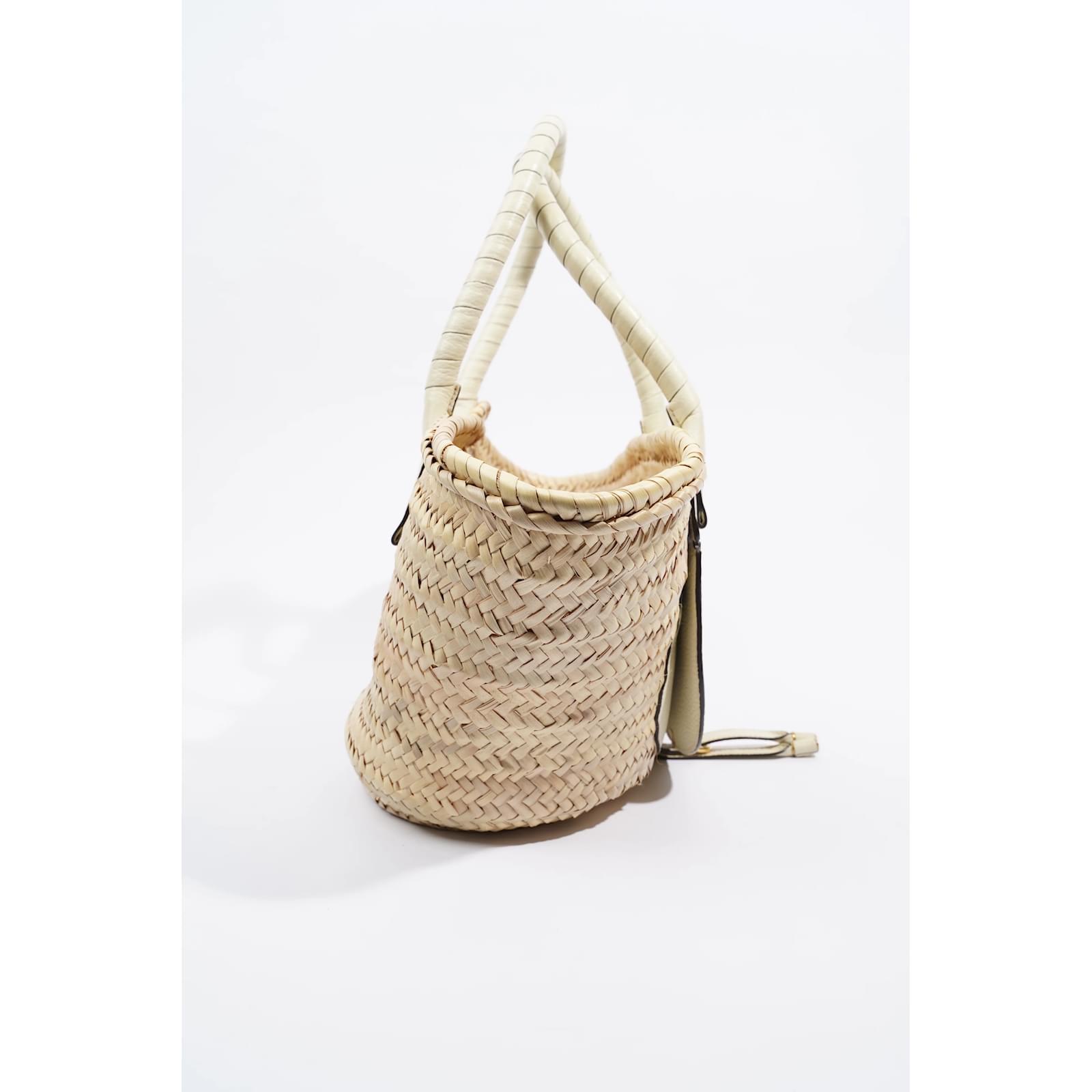Chloé Chloe Marcie Basket Raffia White Medium Beige Wicker