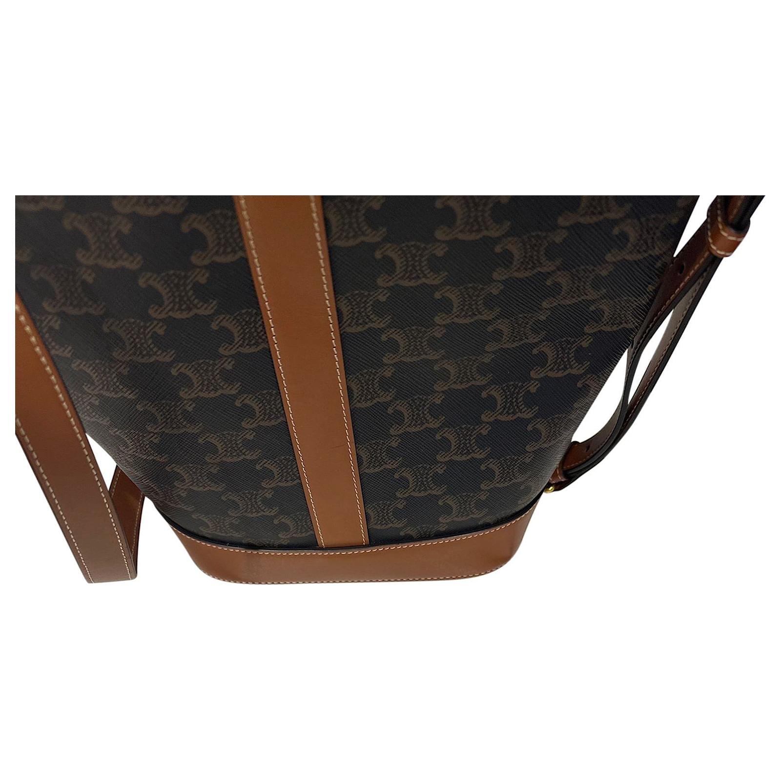 Céline Celine Small Bucket Bag in Brown Triomphe Canvas and