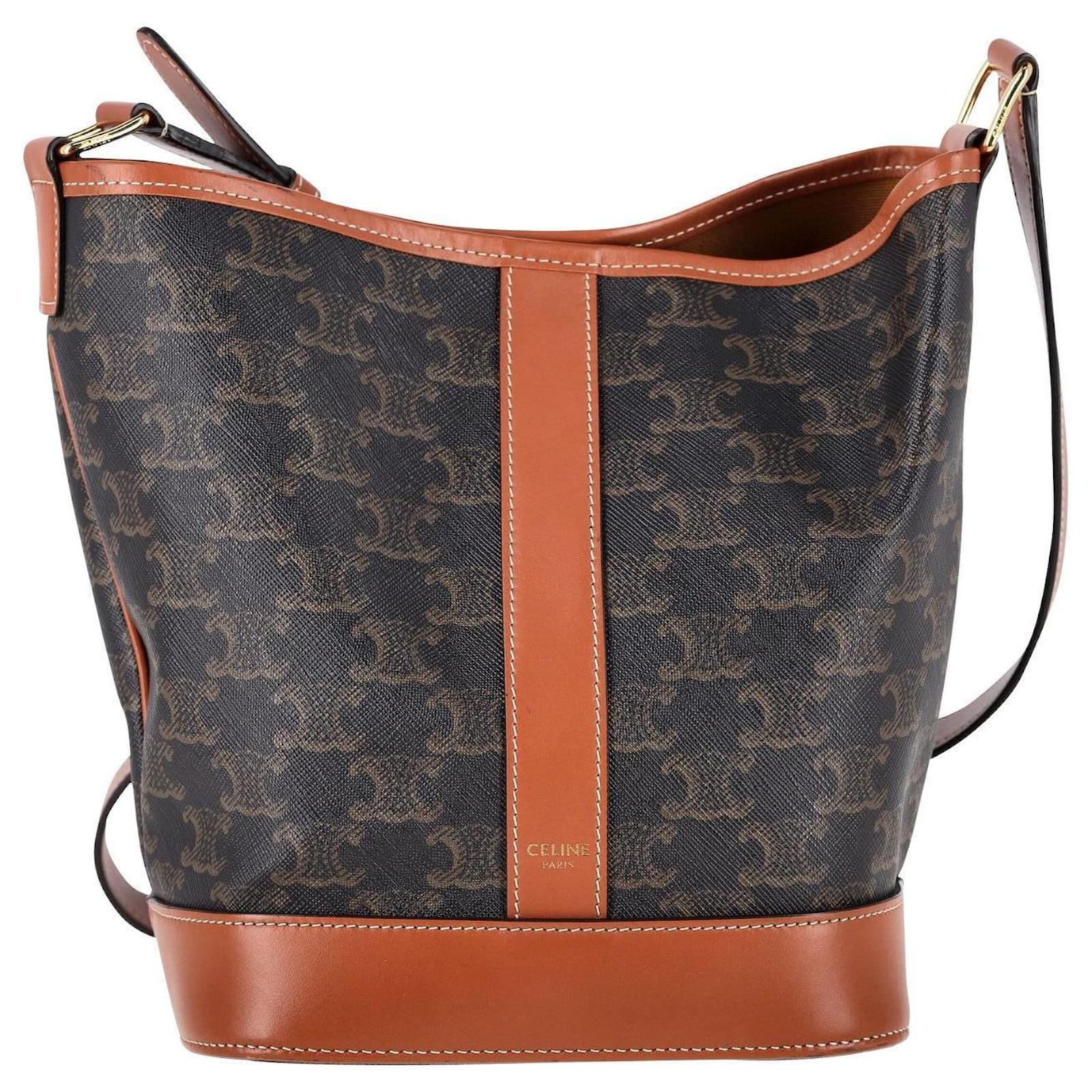 CELINE Triomphe Canvas SMALL BUCKET IN TRIOMPHE CANVAS AND CALFSKIN