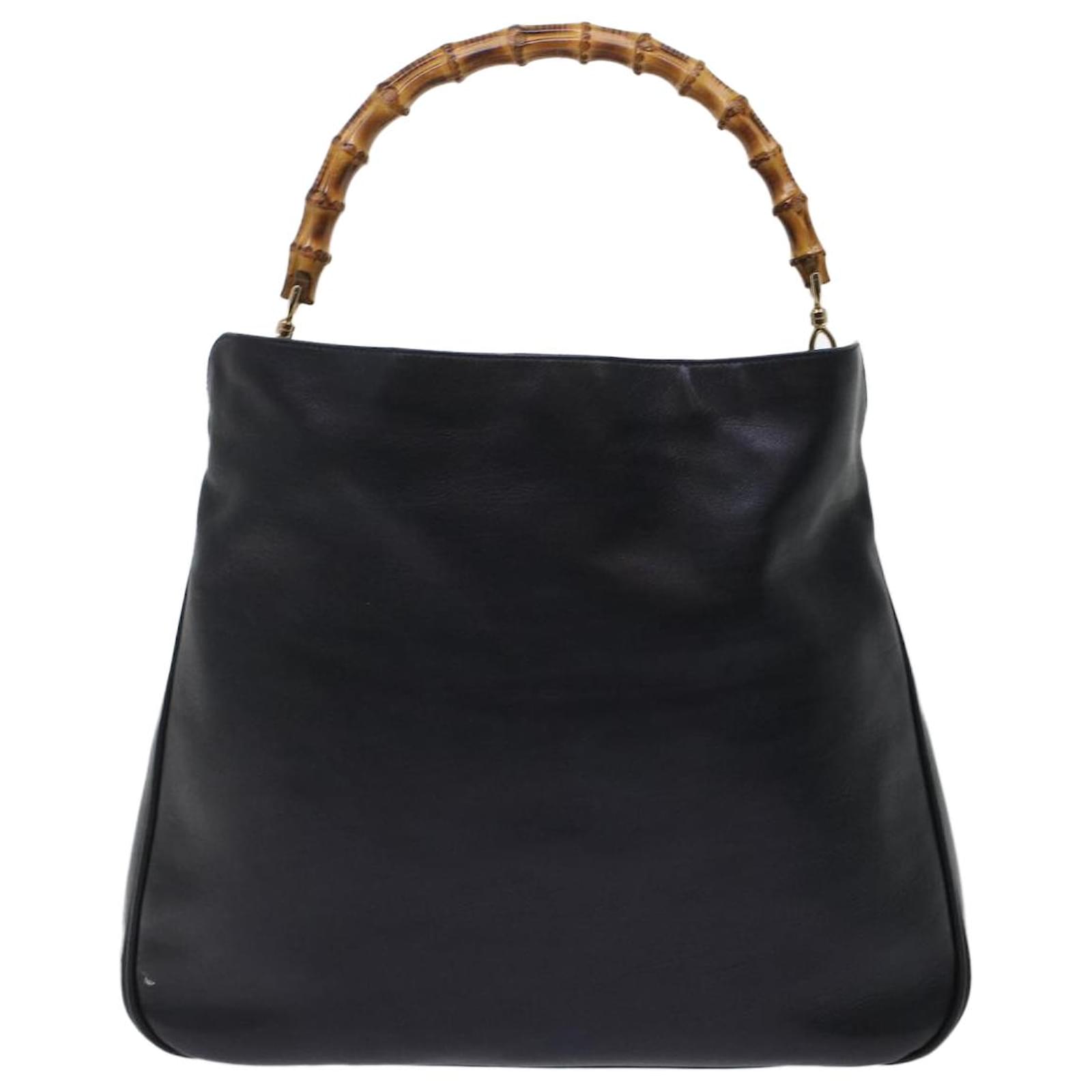 GUCCI Bamboo Shoulder Bag Leather 2way Black 001.2058.1577.0
