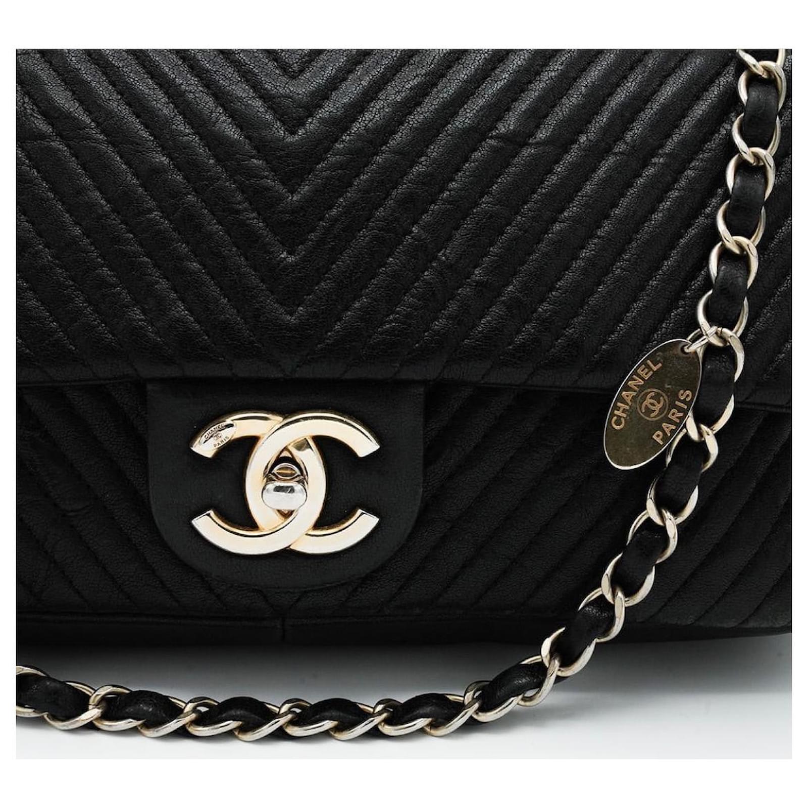 Chanel Chevron Surpique Medium Flap Bag