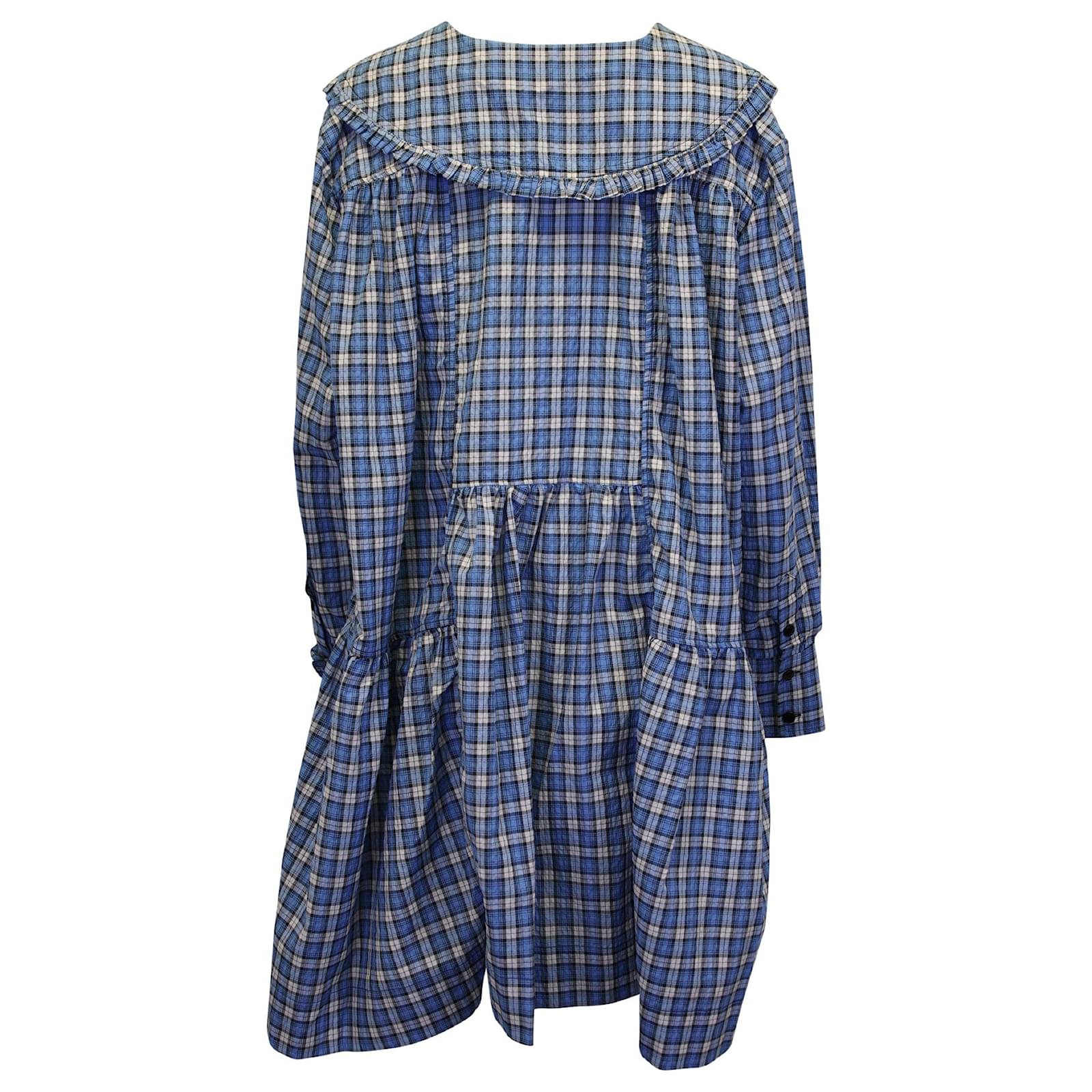 ganni blue plaid dress Ganni main image 1