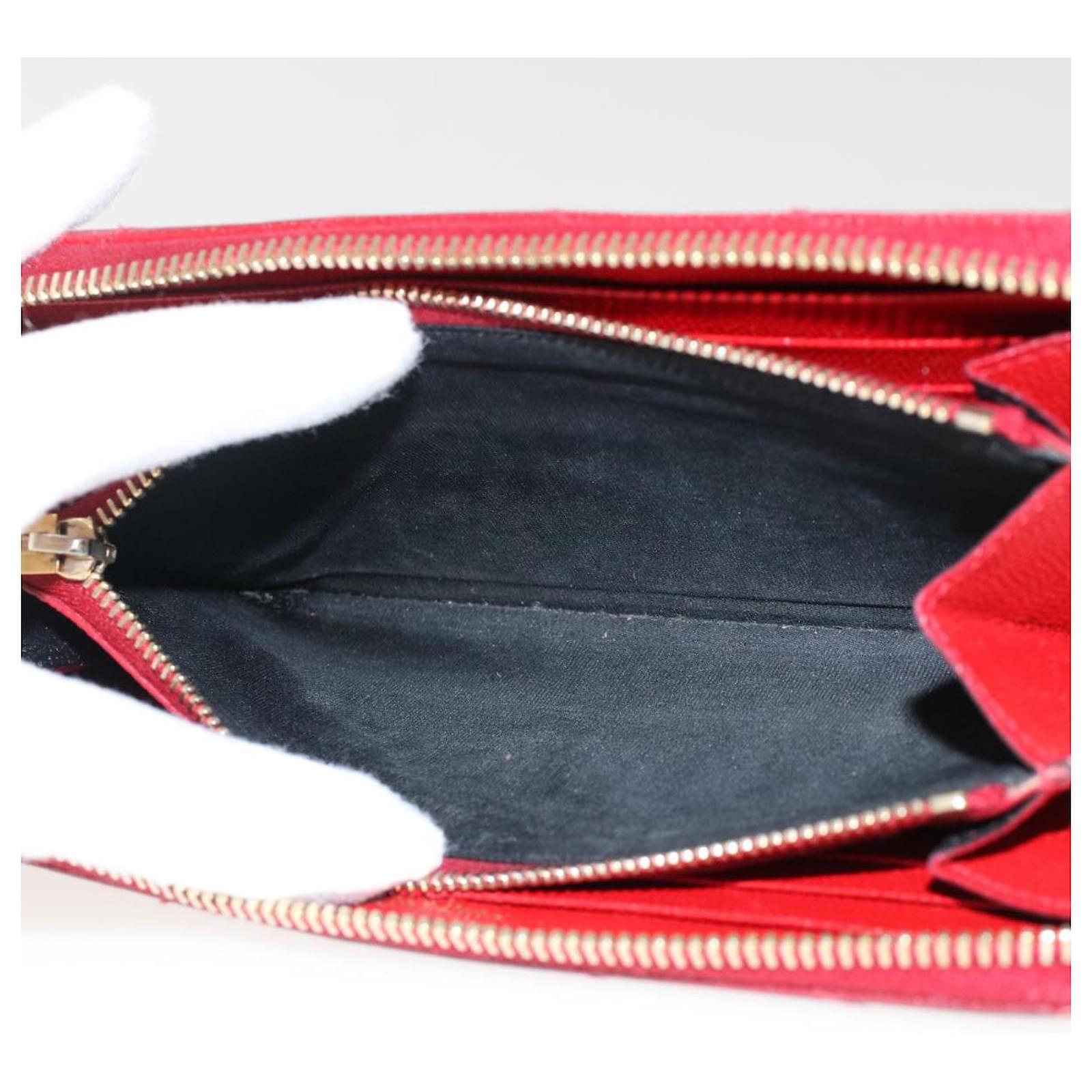 SAINT LAURENT V Stitch Wallet Leder Rot Auth yk7954 ref