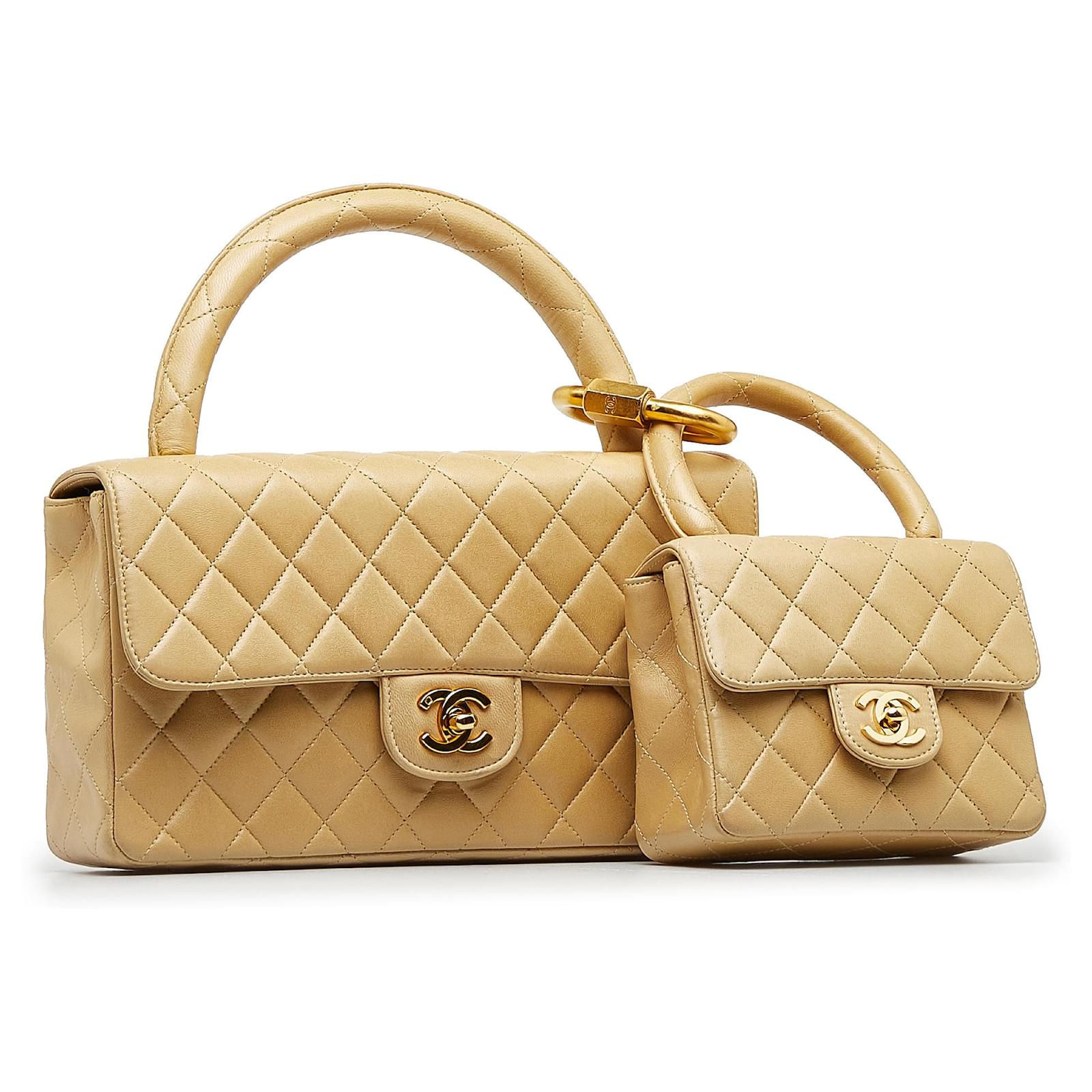 Chanel Brown Parent Child Kelly Set Beige Leather ref.1018896 - Joli Closet