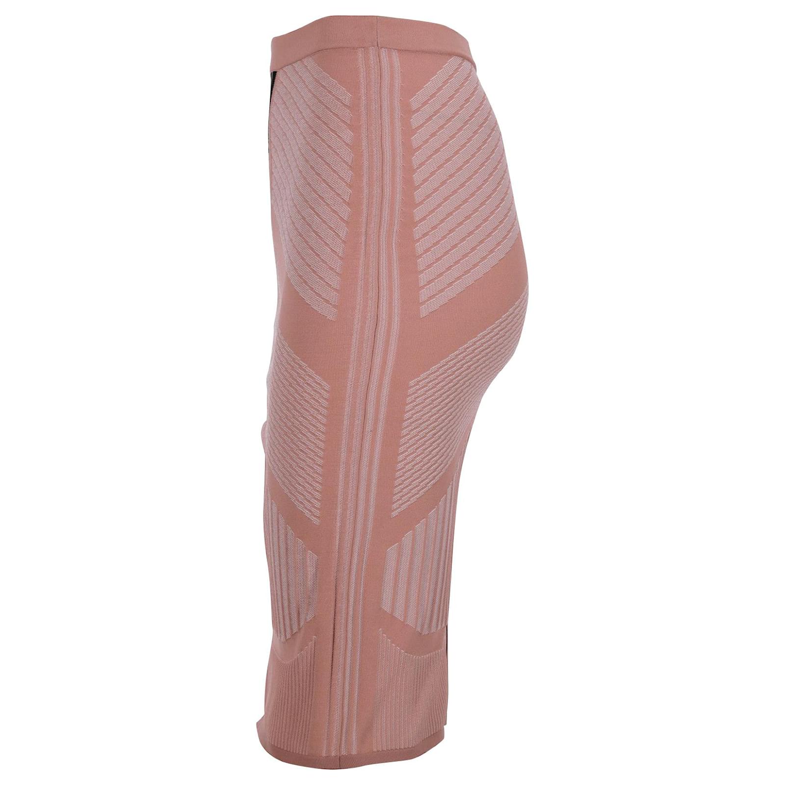 Prada Knit Knee-Length Skirt in Pink Polyester ref.1018929 - Joli