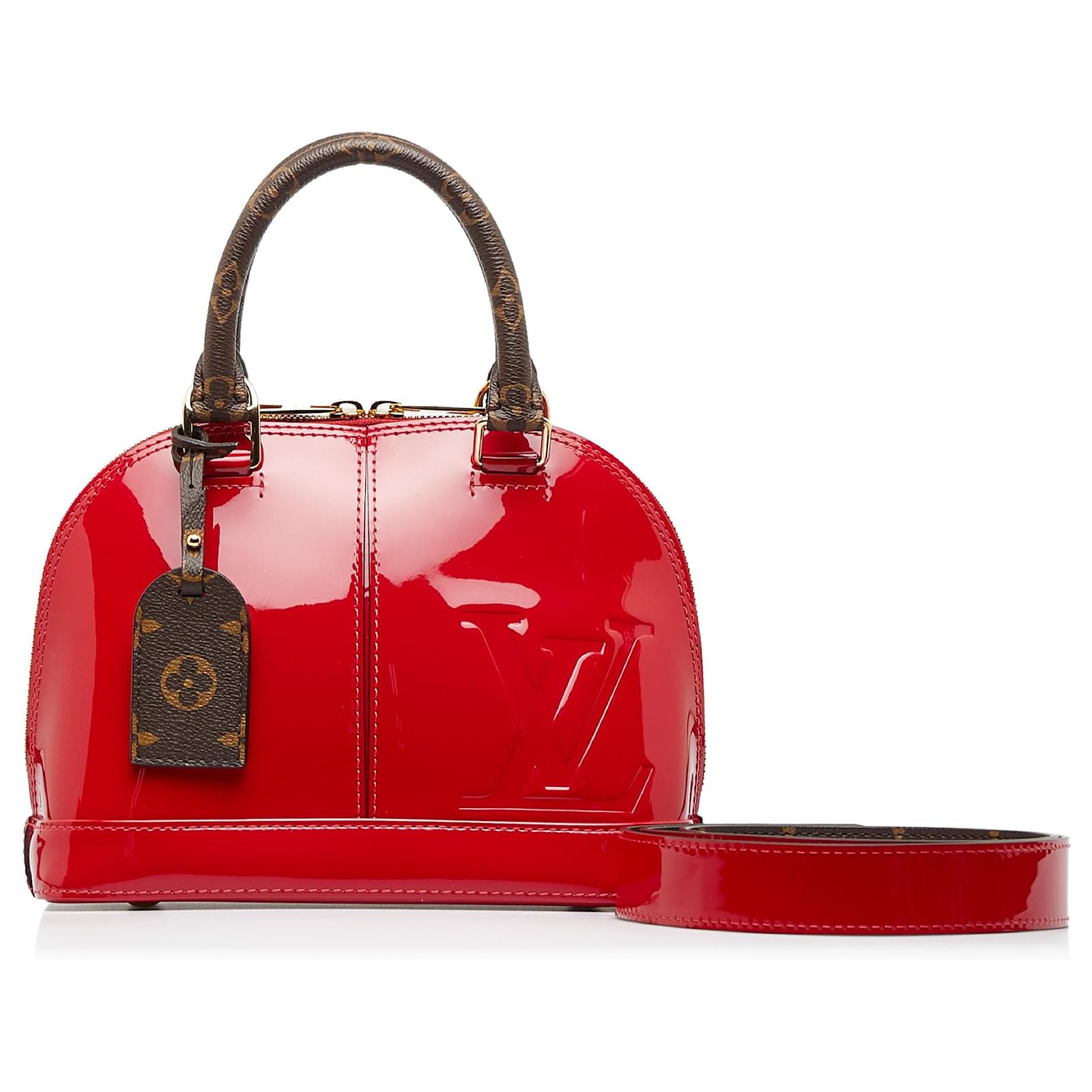 Louis Vuitton Red Vernis Miroir Alma BB Brown Leather Patent