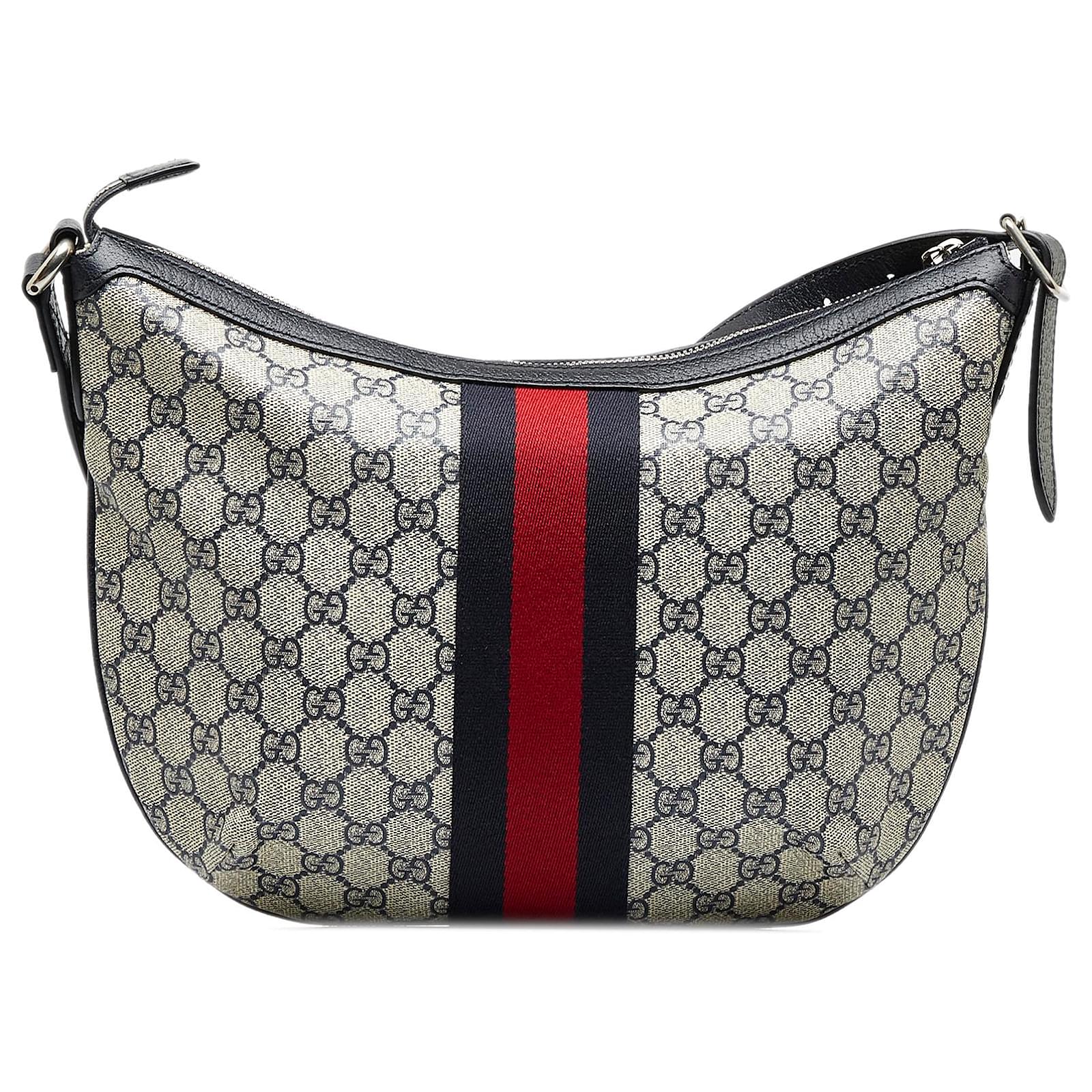 Gucci Gray Small GG Supreme Web Ophidia Half Moon Grey Cloth Cloth