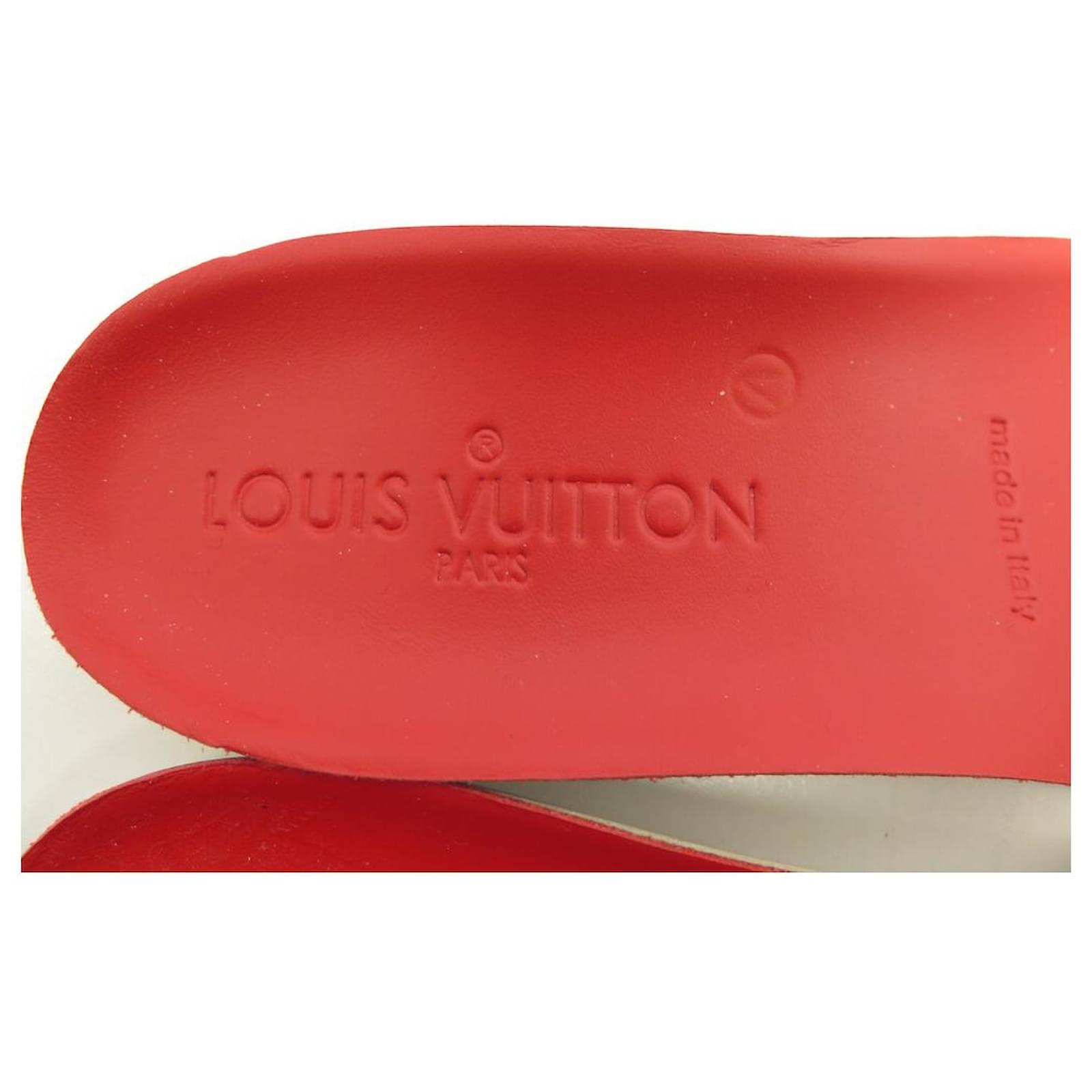 NEW LOUIS VUITTON BASKETS SLIP ON SHOES 36.5 RED PATENT LEATHER SHOES  ref.1019676 - Joli Closet